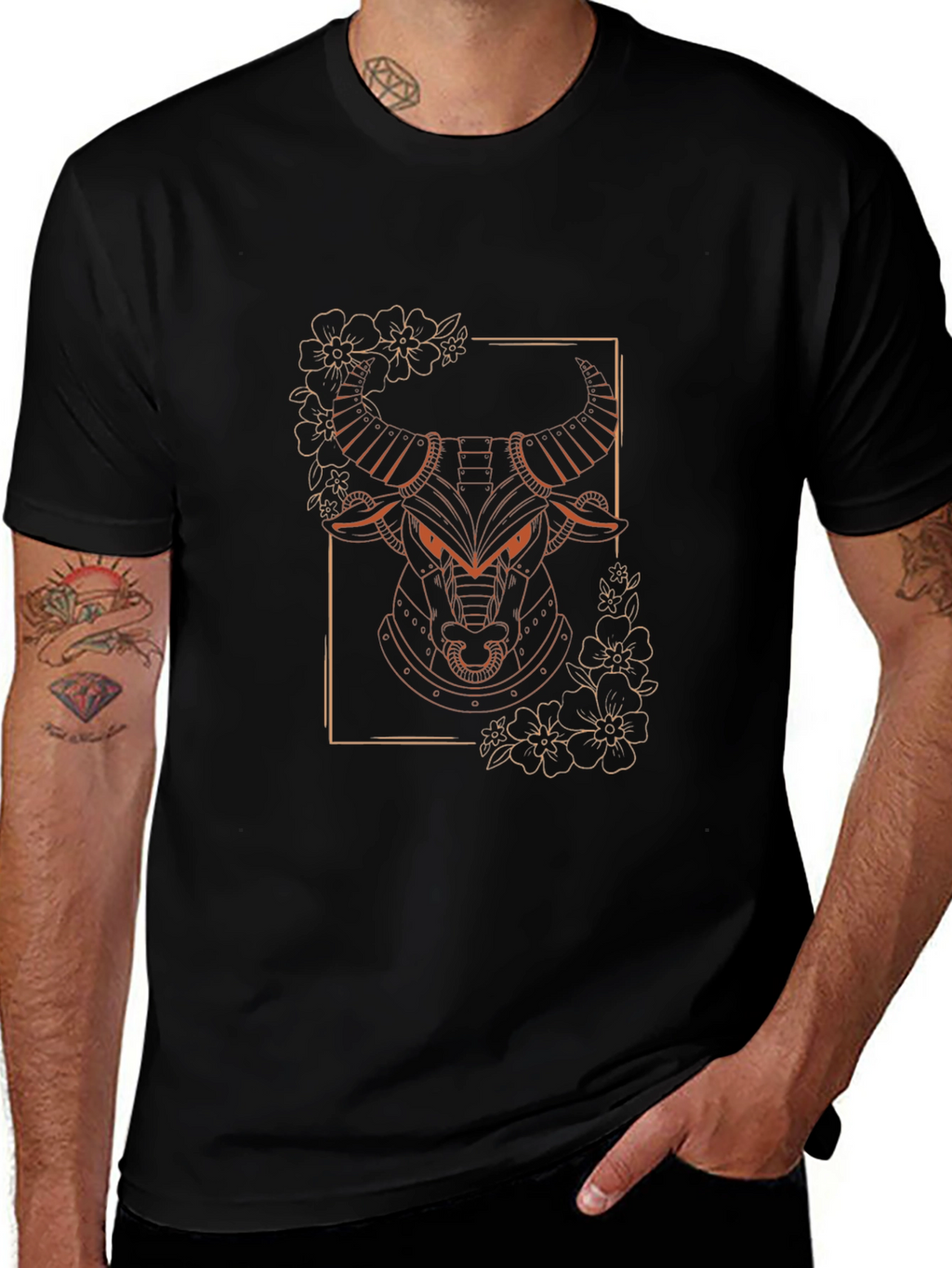 Bull Graphic Tee - Modern Animal Design
