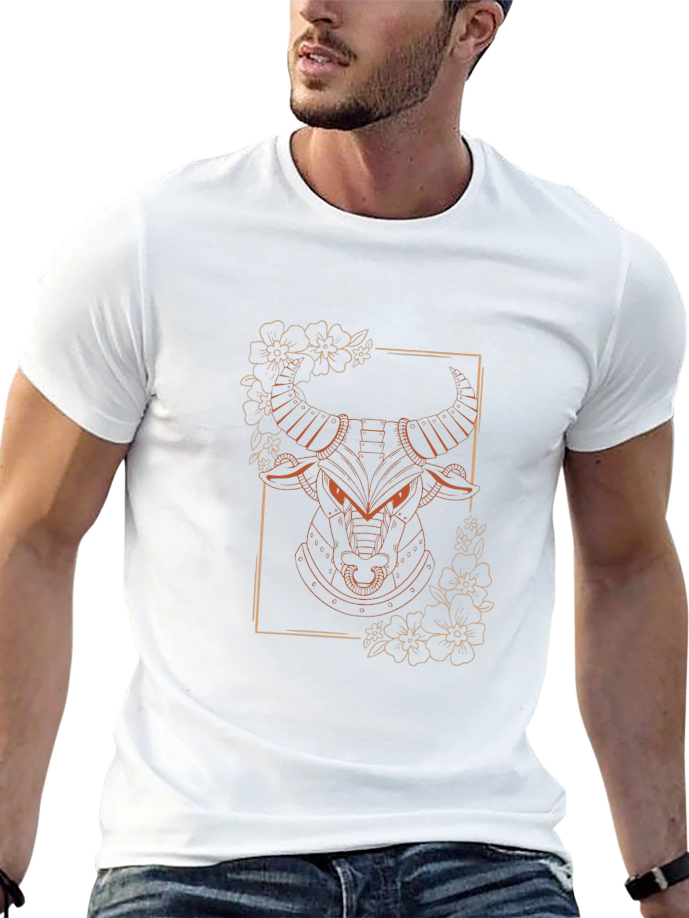 Bull Graphic Tee - Modern Animal Design