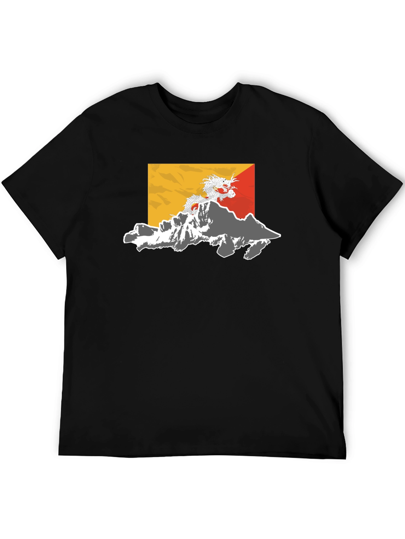 Bhutan Flag Dragon Graphic Tee - Black