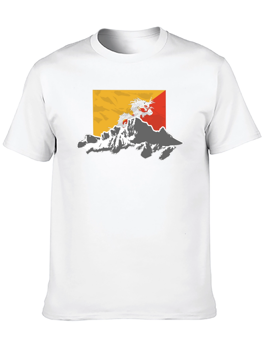 Bhutan Flag Dragon Graphic Tee - Black