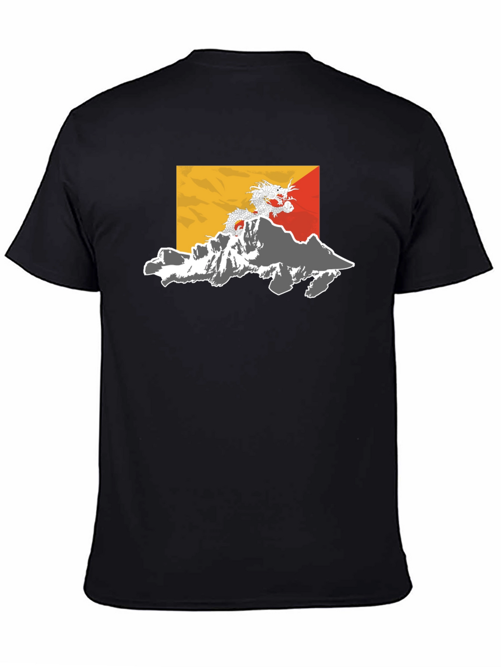 Bhutan Flag Dragon Graphic Tee - Black