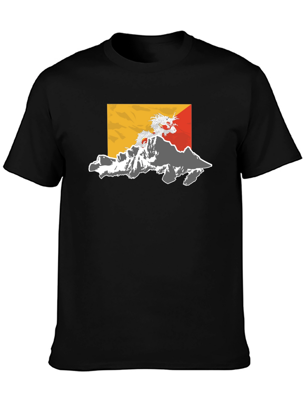 Bhutan Flag Dragon Graphic Tee - Black