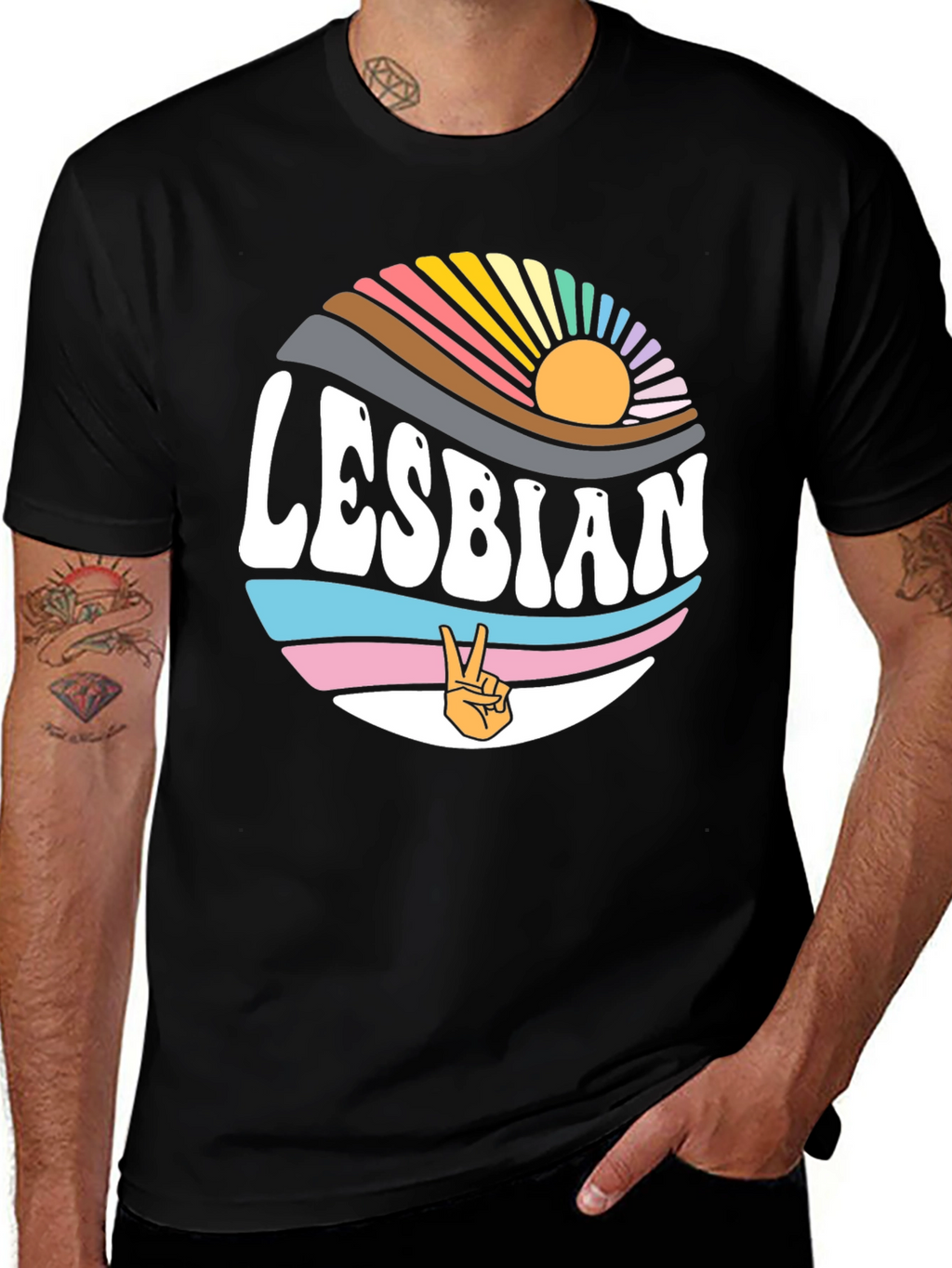 Lesbian Pride T-Shirt - Retro Sunset