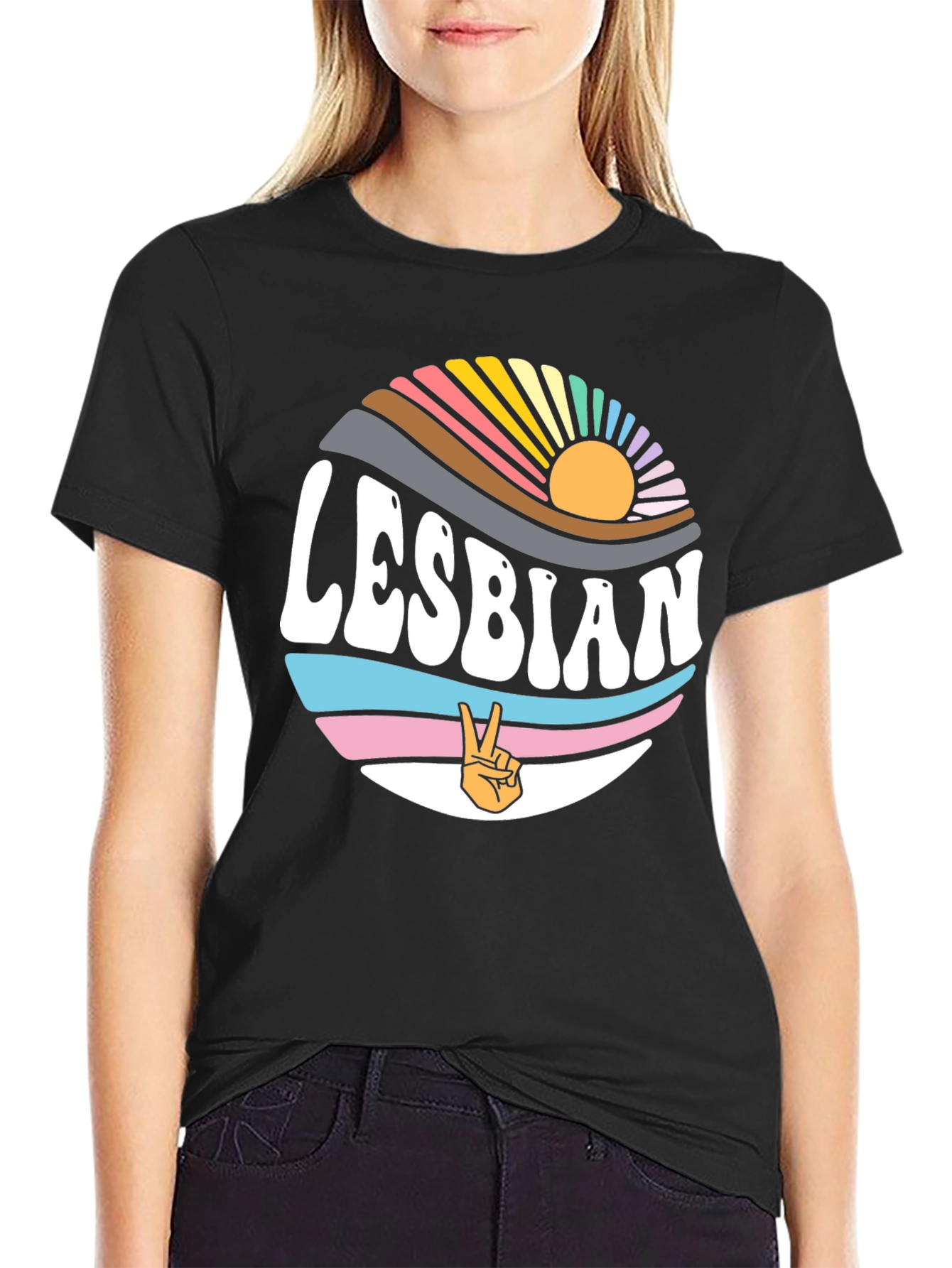 Lesbian Pride T-Shirt - Retro Sunset
