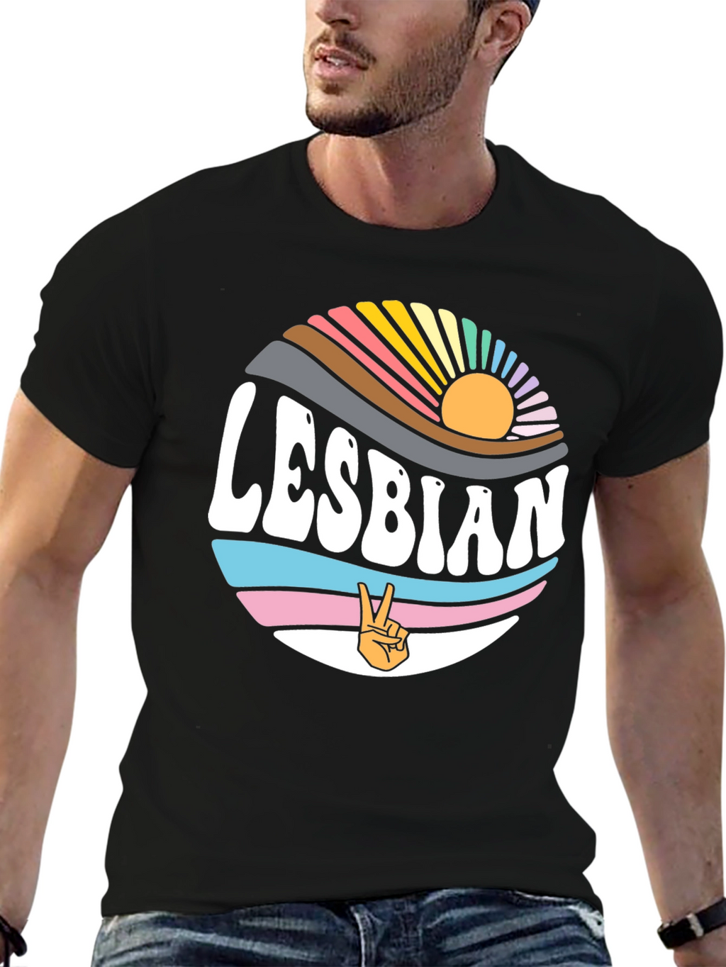 Lesbian Pride T-Shirt - Retro Sunset