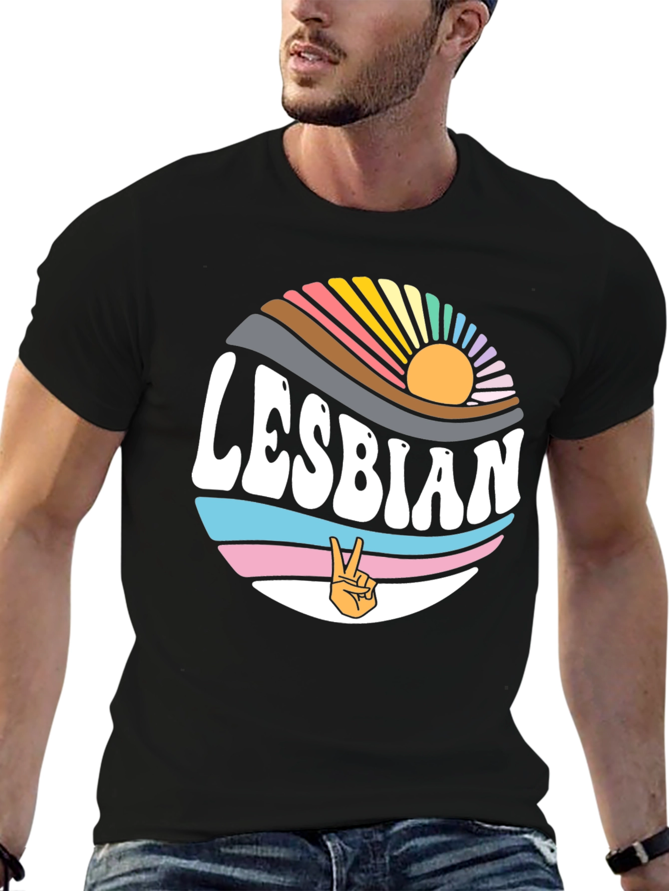 Lesbian Pride T-Shirt - Retro Sunset