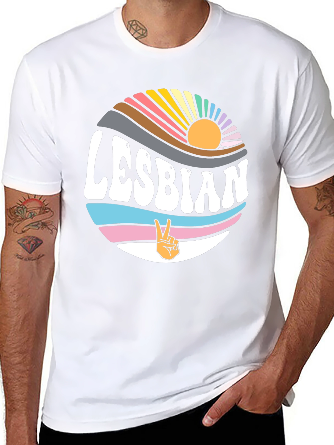 Lesbian Pride T-Shirt - Retro Sunset