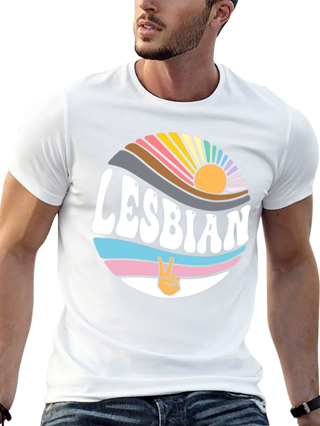 Lesbian Pride T-Shirt - Retro Sunset