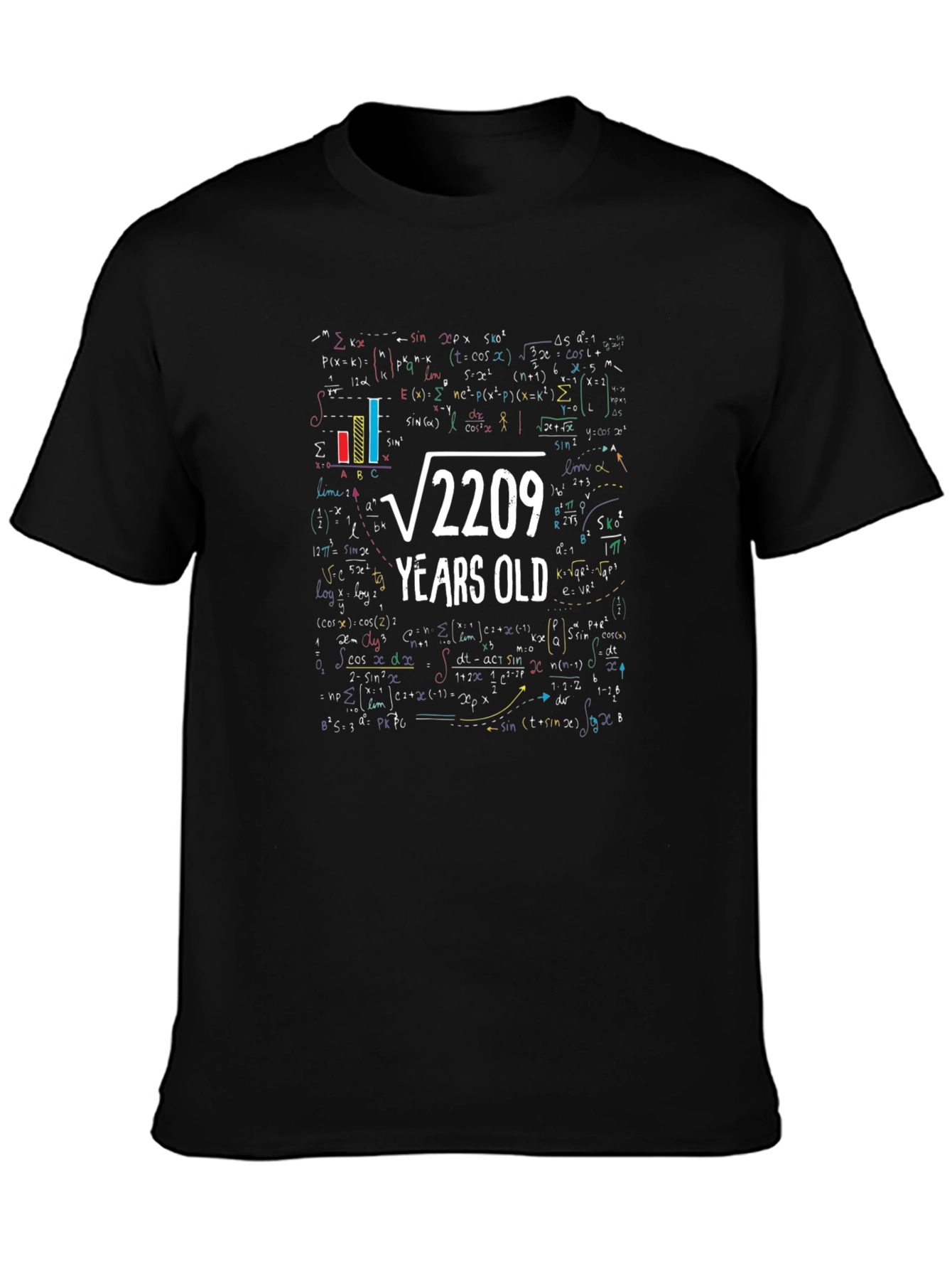 Funny Math 47th Birthday T-Shirt: Root 2209 Years Old