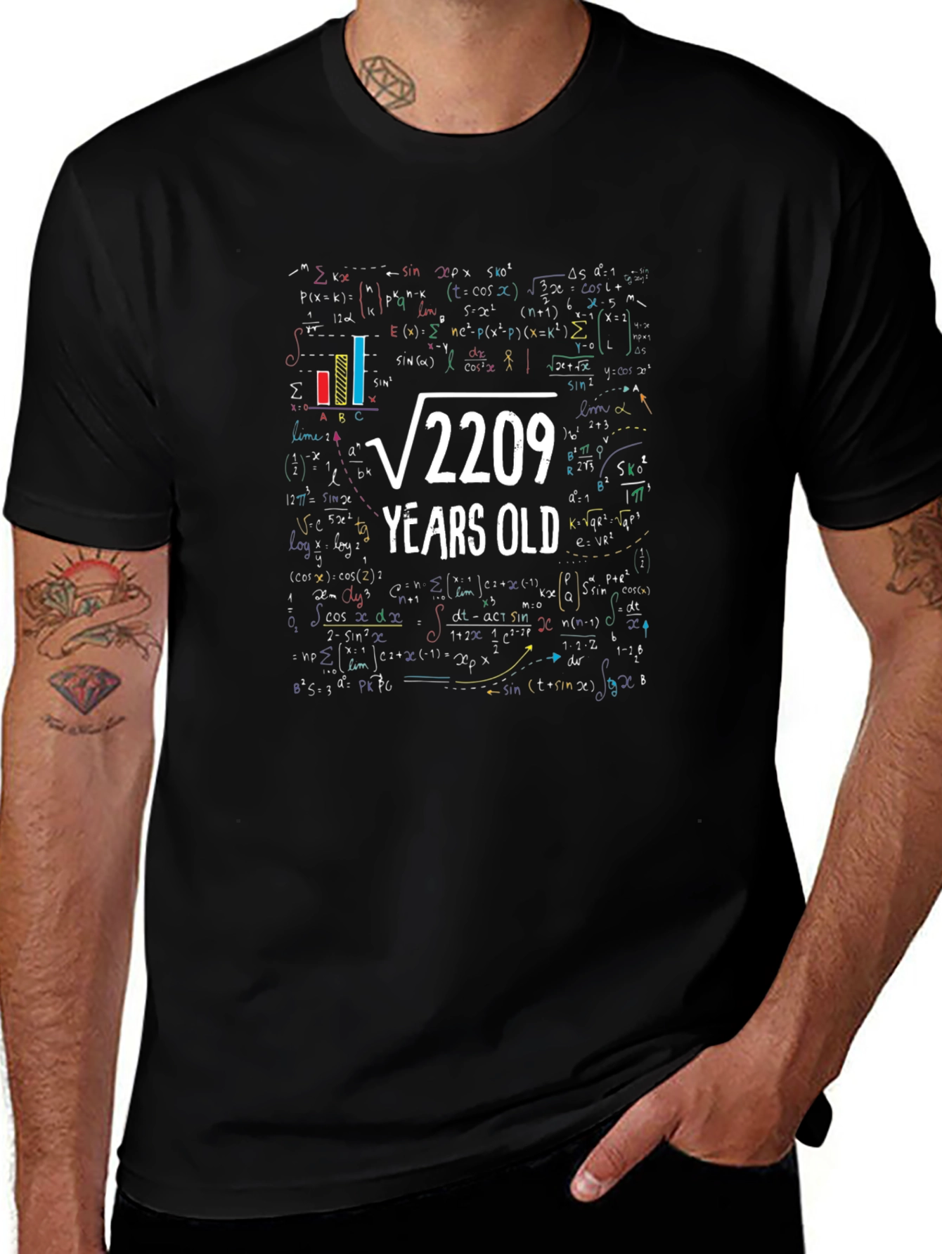 Funny Math 47th Birthday T-Shirt: Root 2209 Years Old