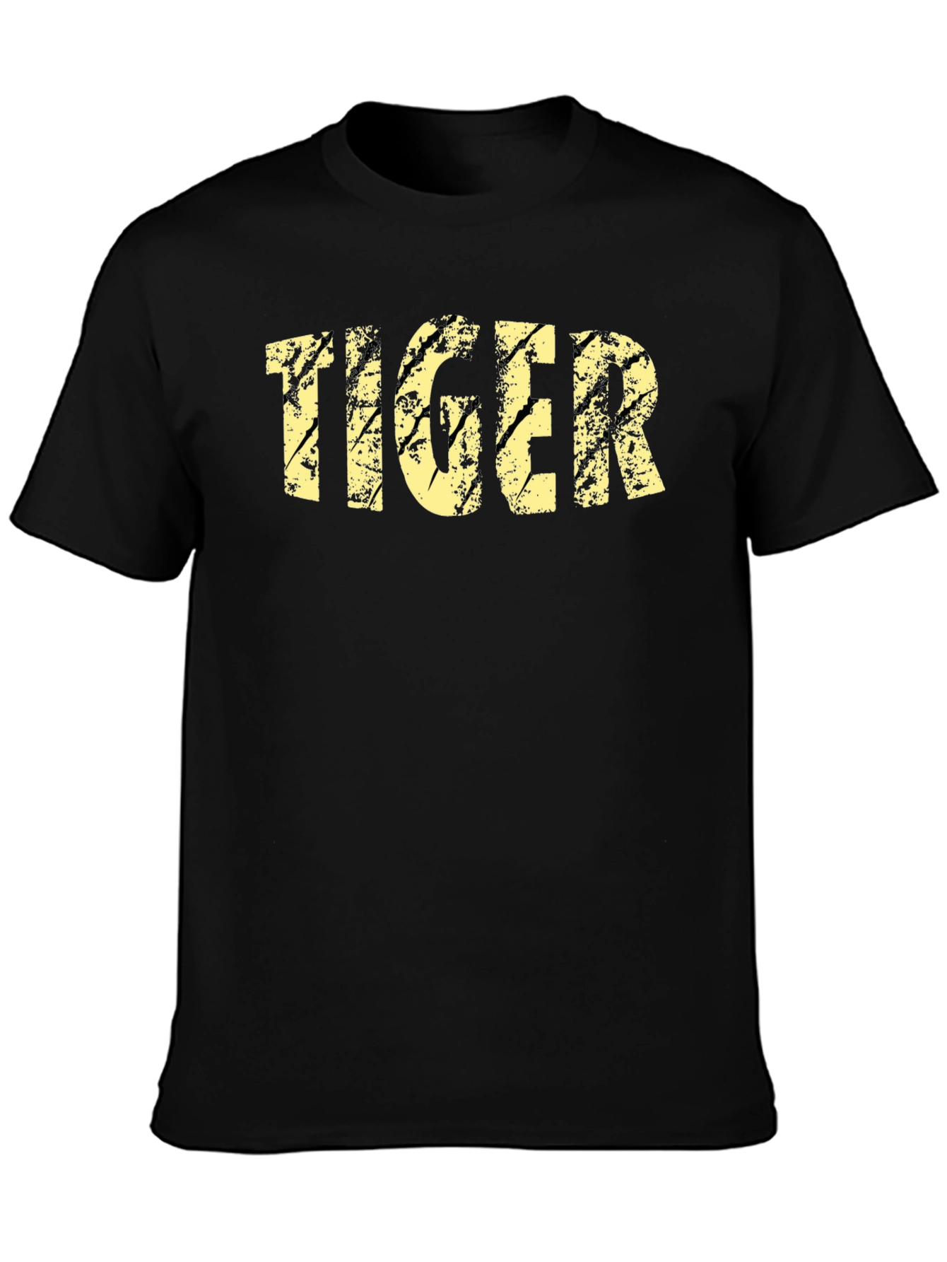 Distressed Tiger Graphic Black T-Shirt