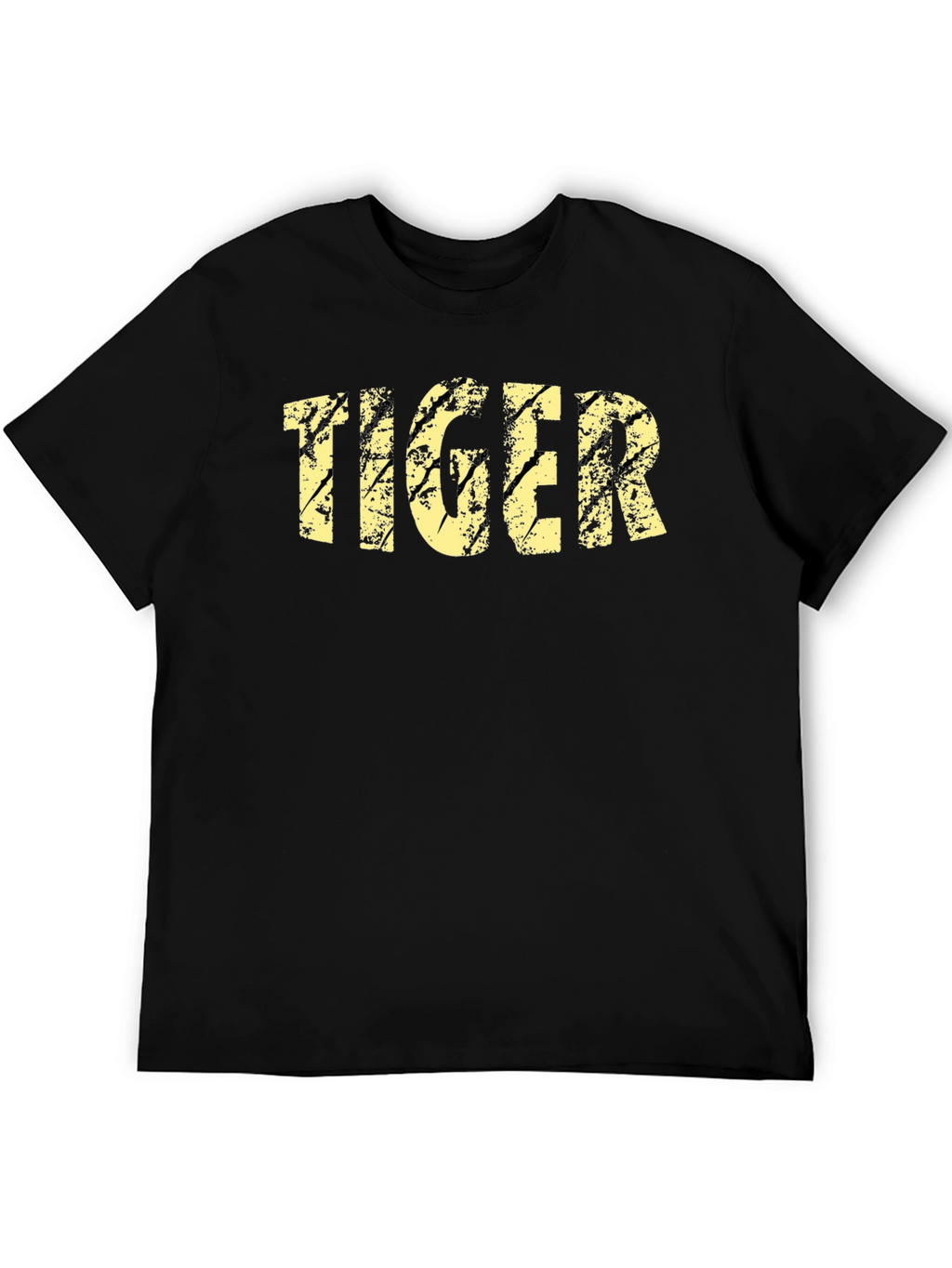 Distressed Tiger Graphic Black T-Shirt
