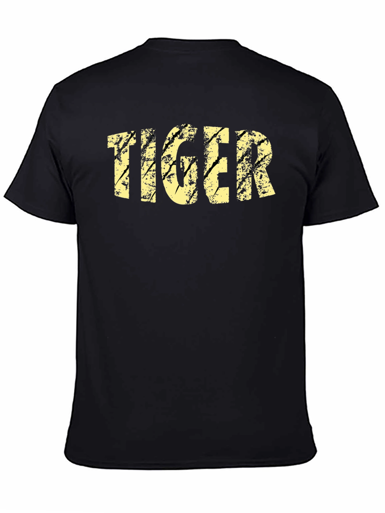Distressed Tiger Graphic Black T-Shirt