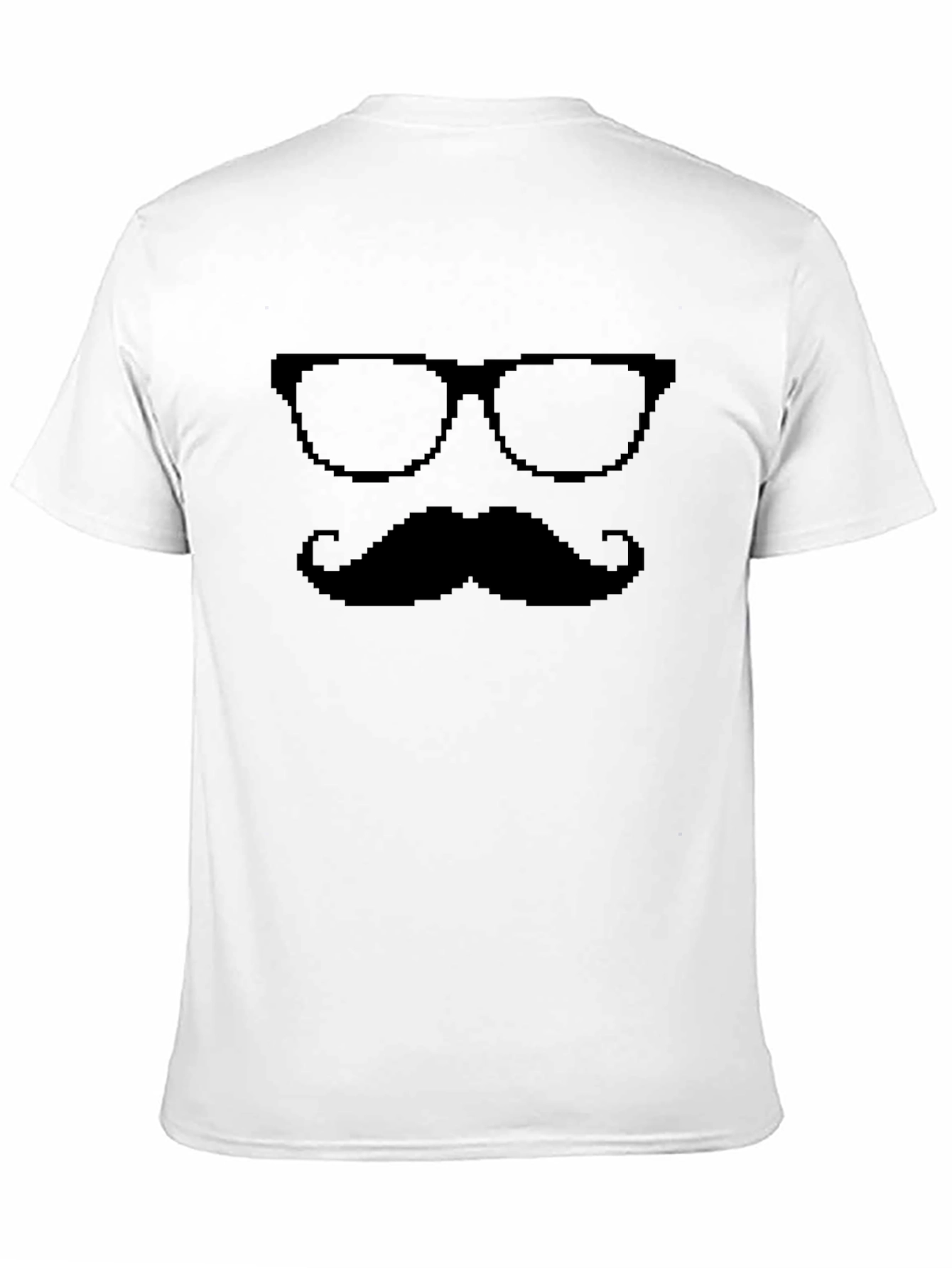 Pixel Glasses & Mustache Graphic Tee - Black