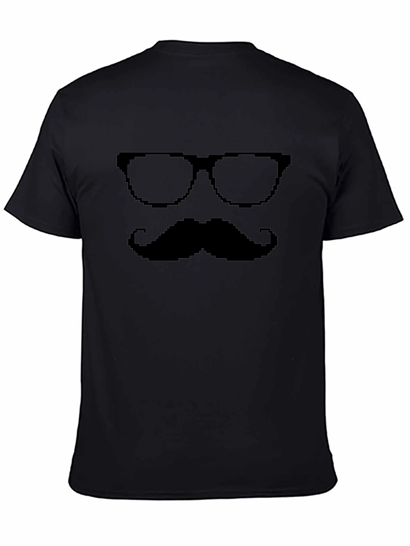Pixel Glasses & Mustache Graphic Tee - Black