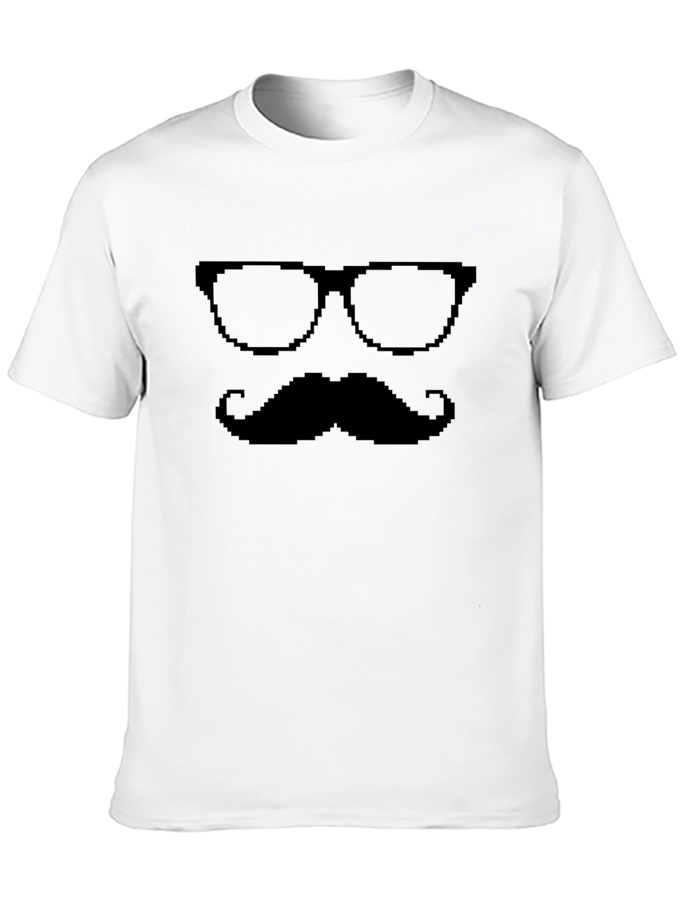 Pixel Glasses & Mustache Graphic Tee - Black
