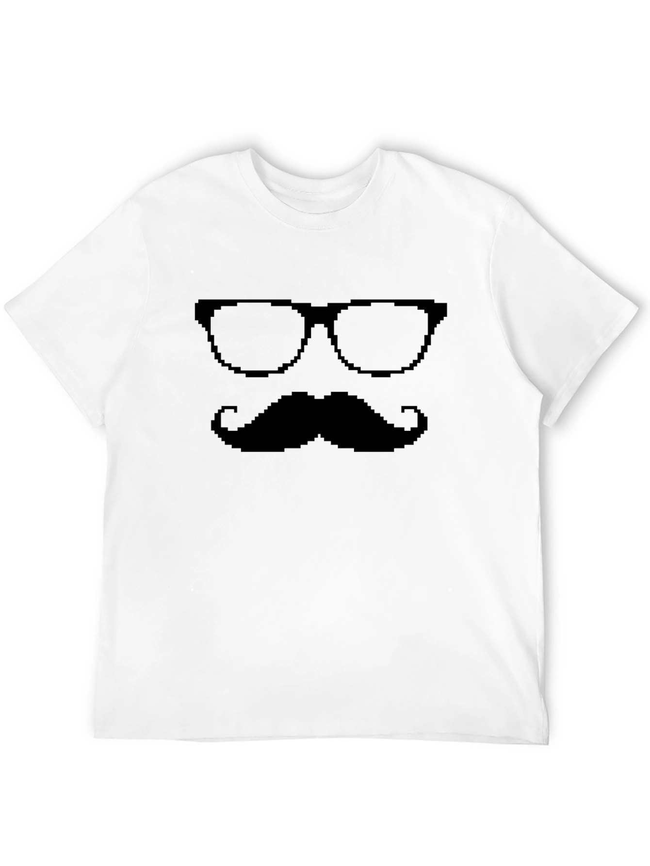 Pixel Glasses & Mustache Graphic Tee - Black