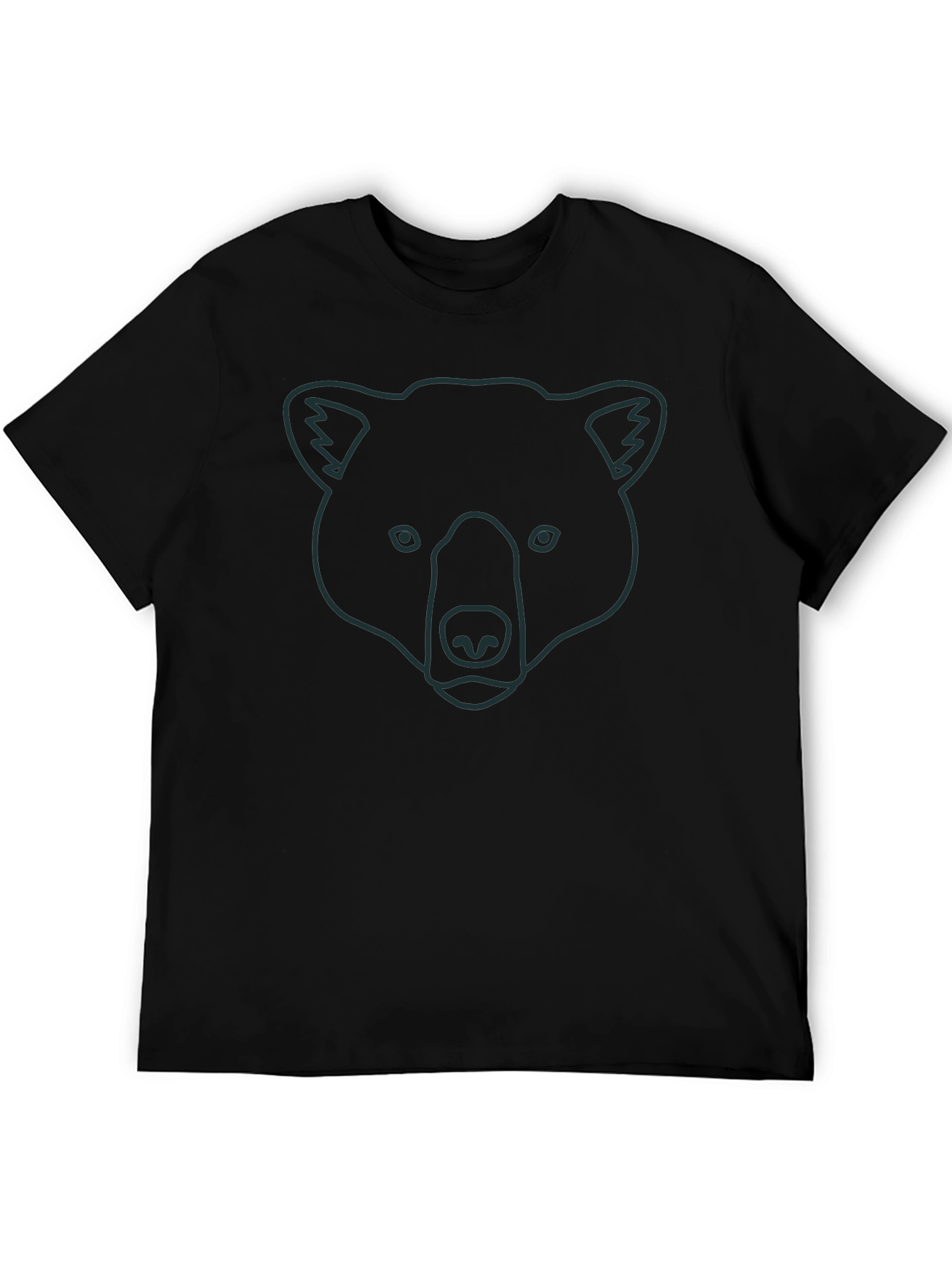 Bear Outline Graphic Tee - Unisex Black Cotton T-Shirt