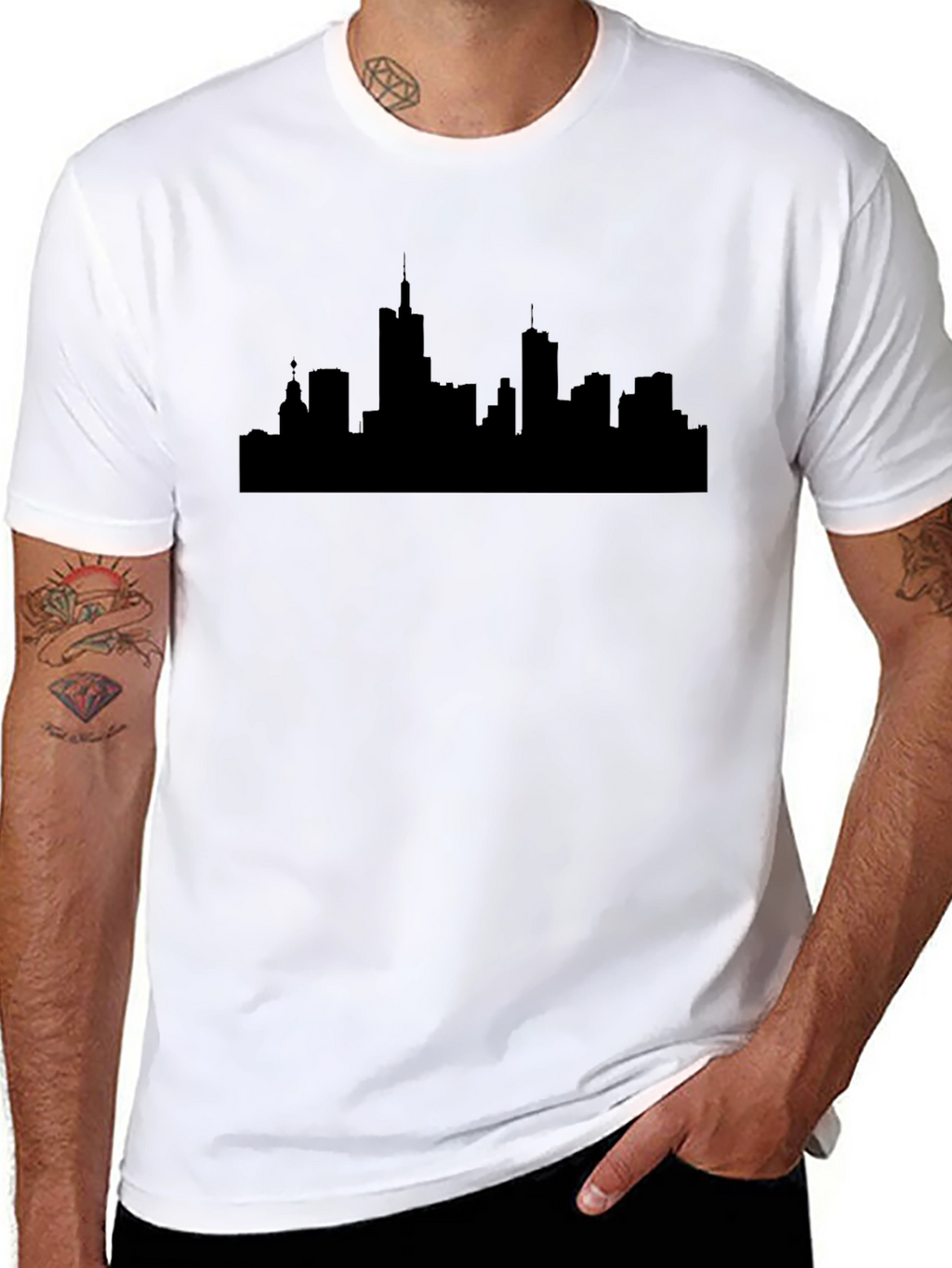 Cityscape Silhouette Black T-Shirt