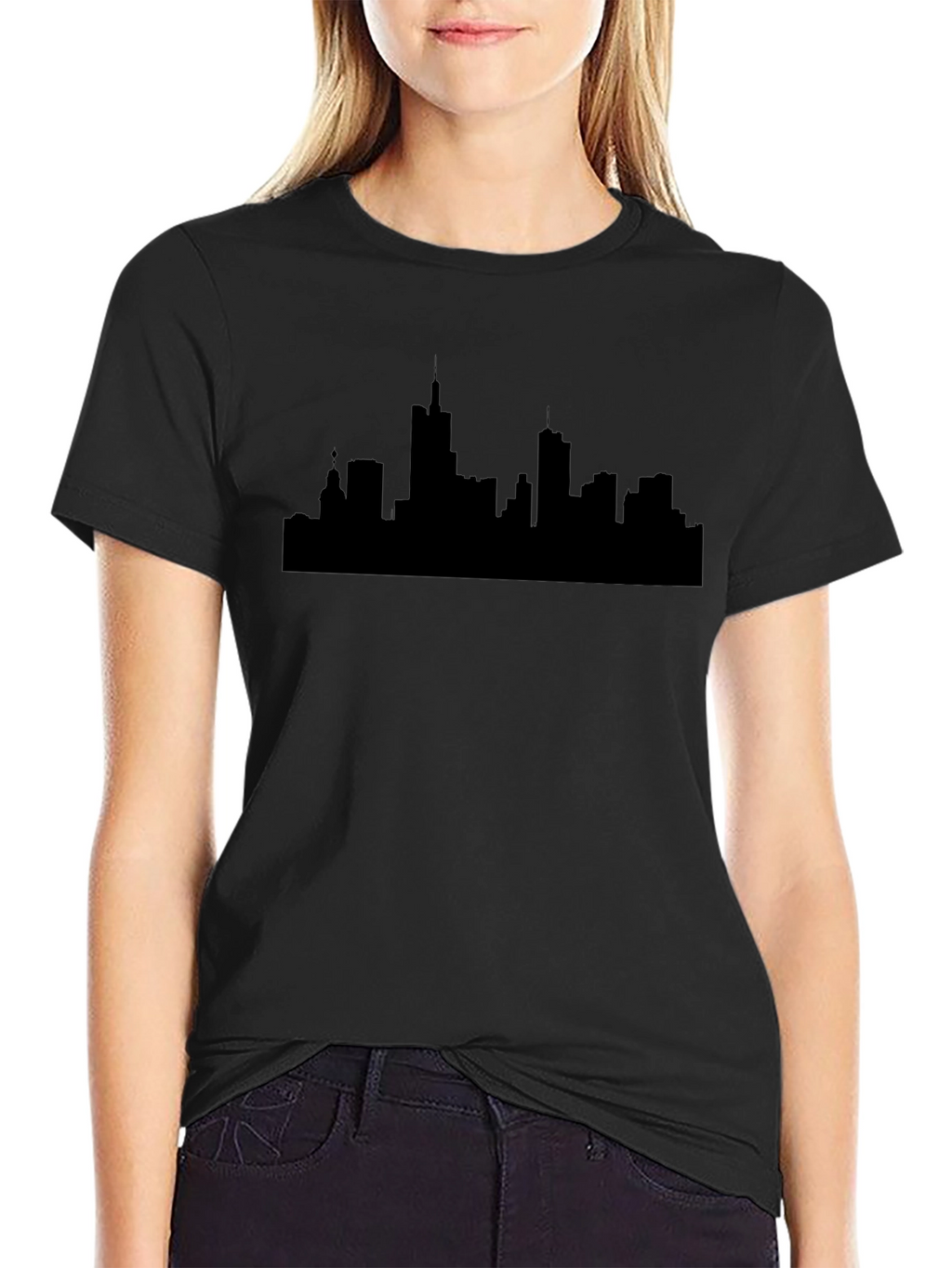 Cityscape Silhouette Black T-Shirt