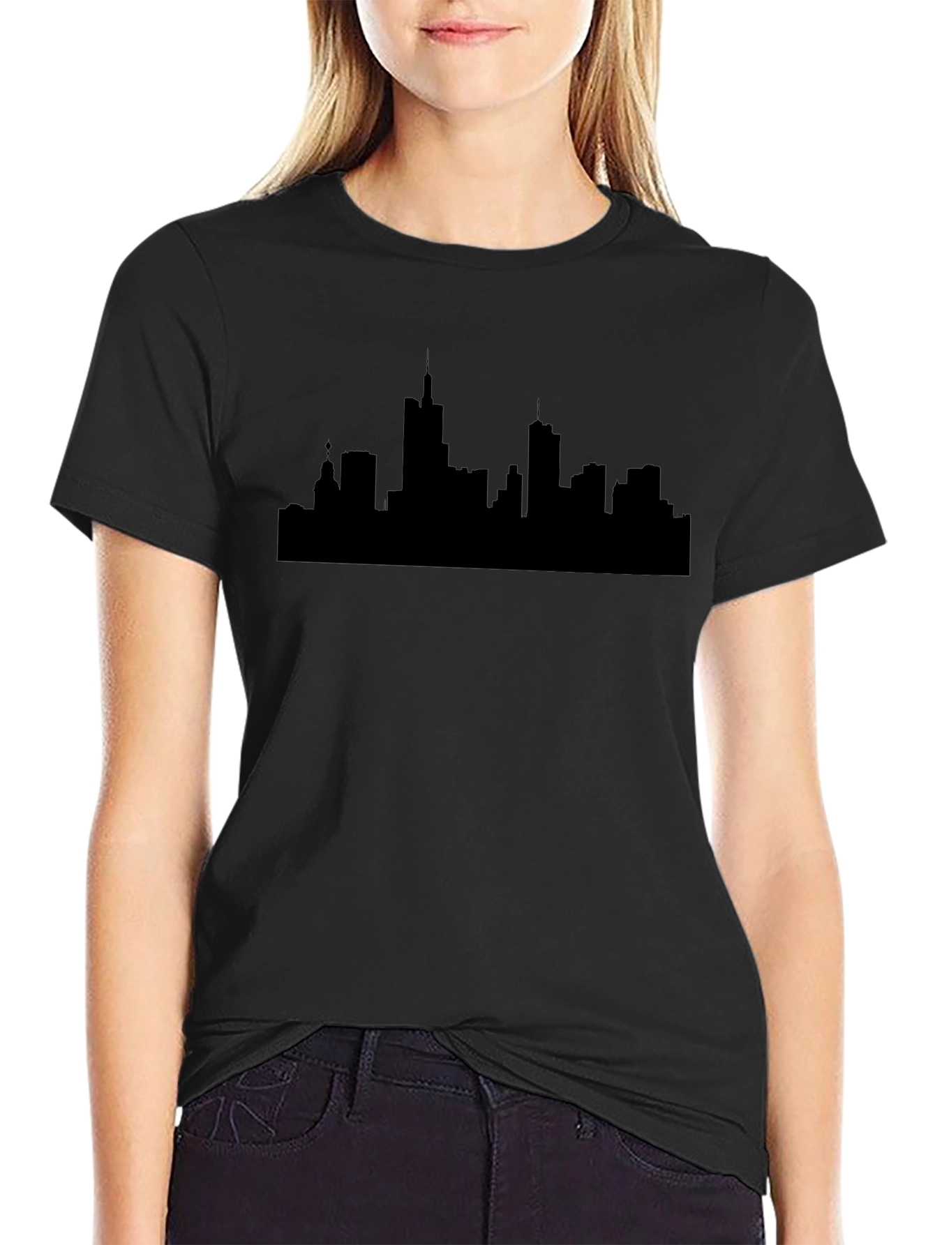 Cityscape Silhouette Black T-Shirt