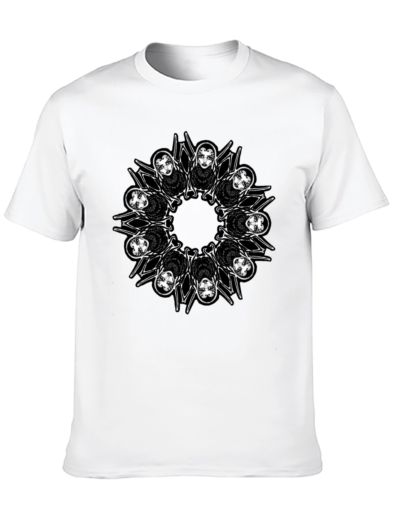 Creepy Spider Girl Mandala Graphic Tee - Mens Black T-Shirt