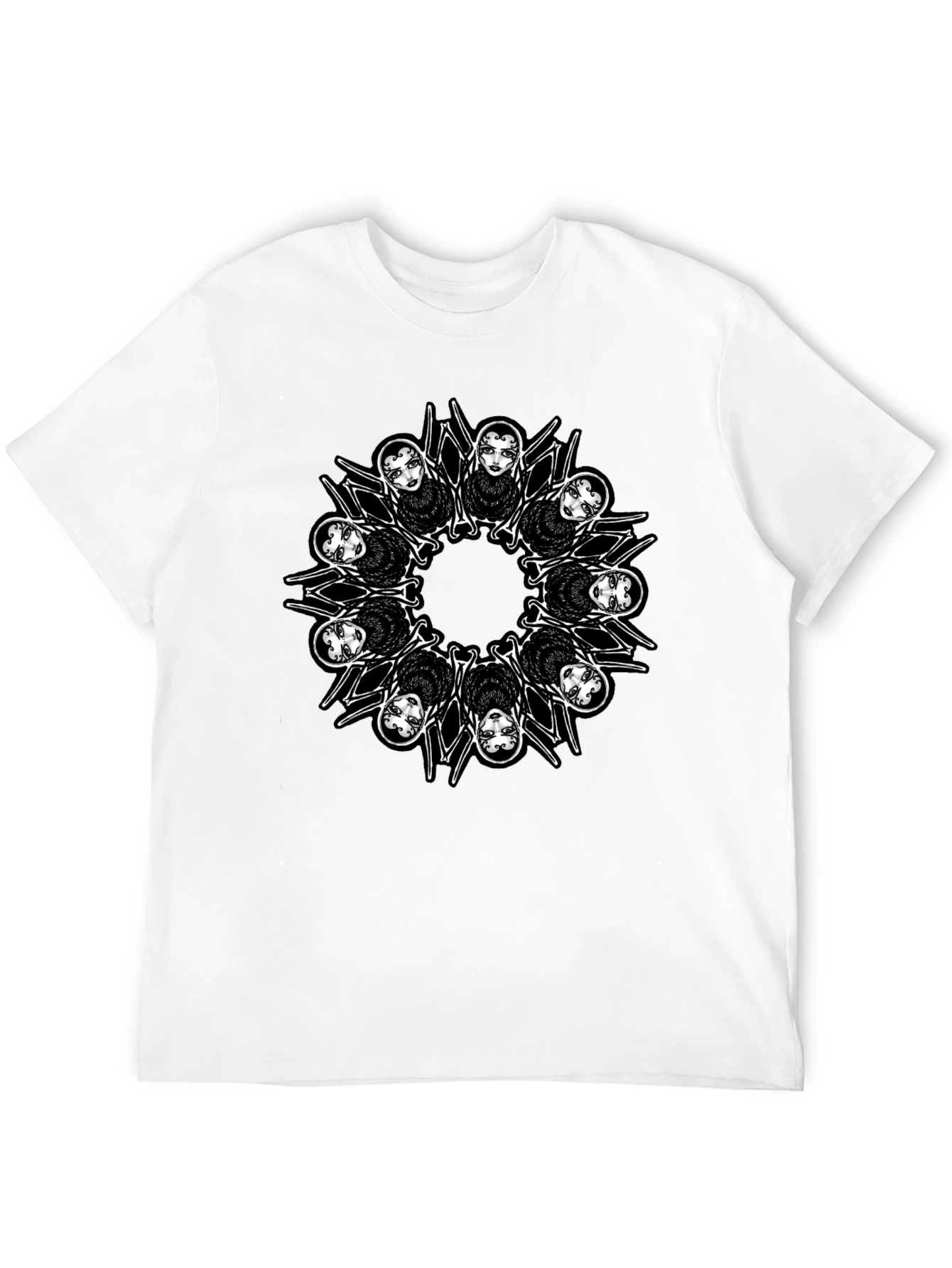 Creepy Spider Girl Mandala Graphic Tee - Mens Black T-Shirt