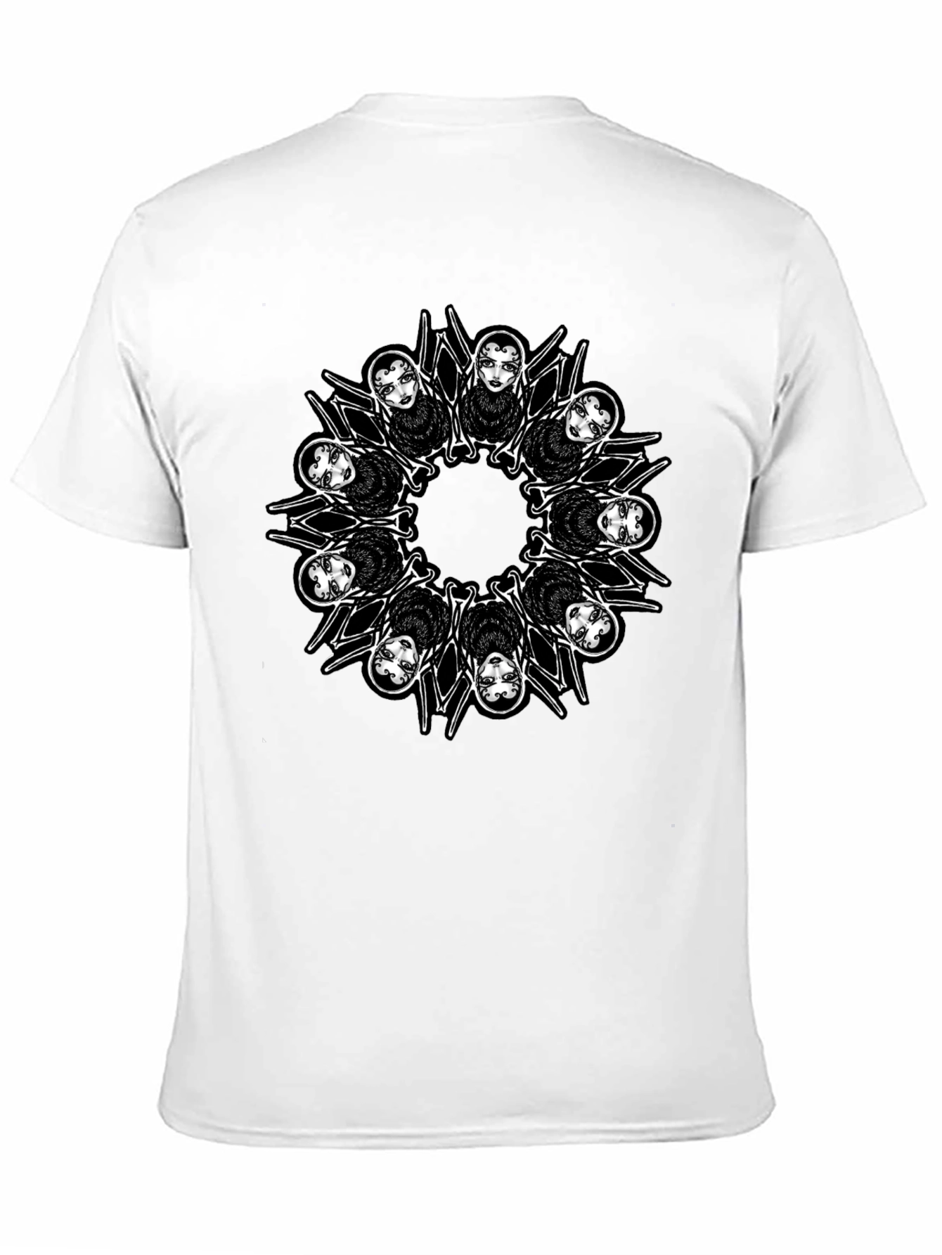 Creepy Spider Girl Mandala Graphic Tee - Mens Black T-Shirt