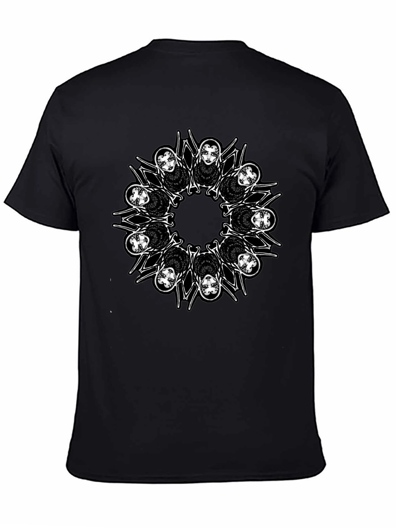 Creepy Spider Girl Mandala Graphic Tee - Mens Black T-Shirt