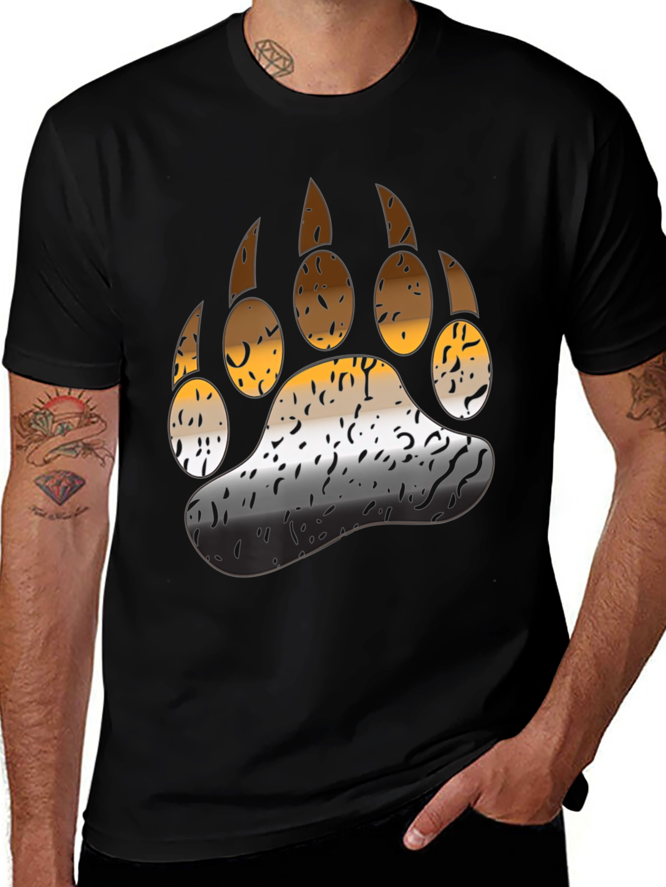 Bear Pride T-Shirt - Black - Bear Paw Design