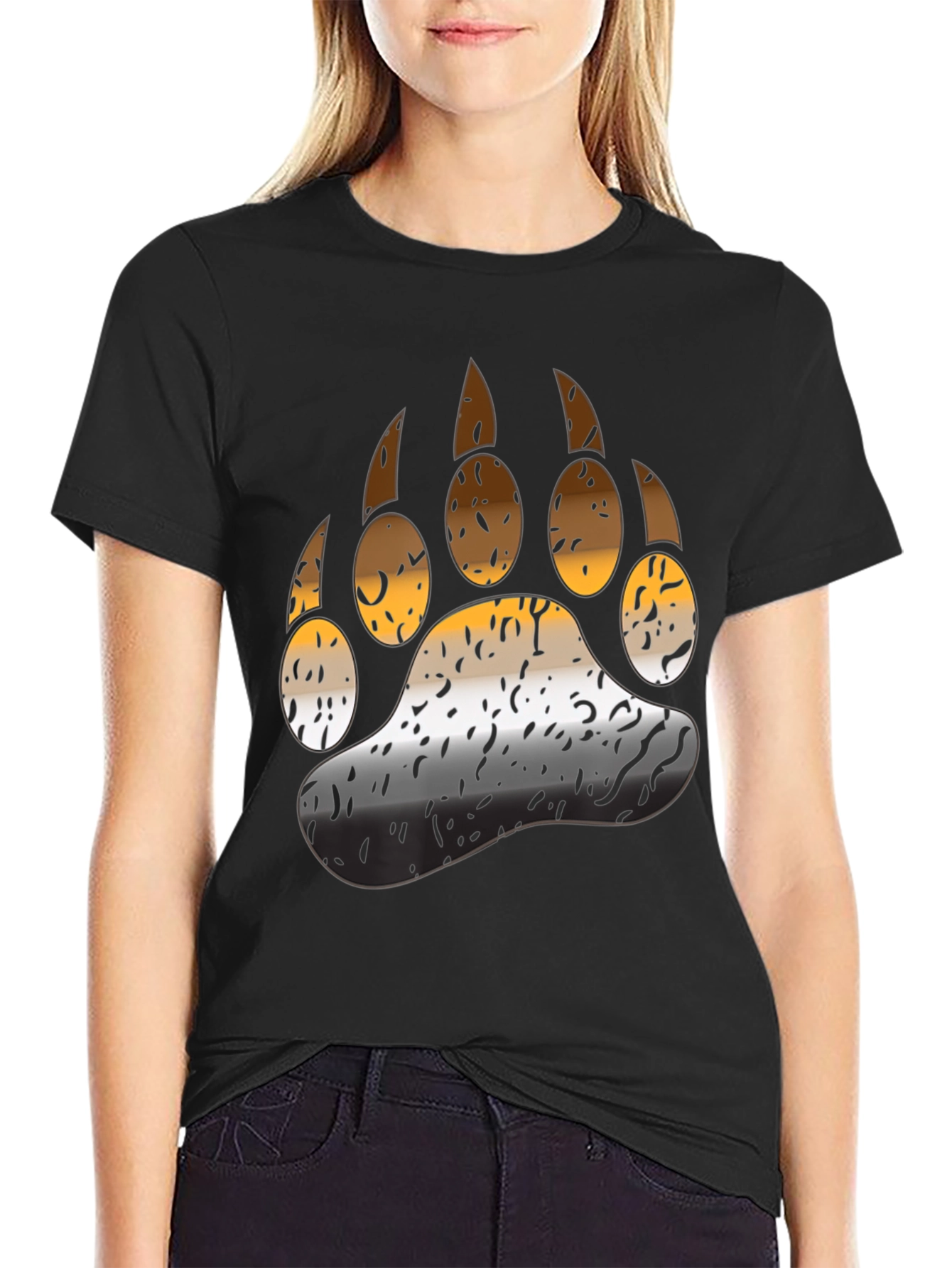 Bear Pride T-Shirt - Black - Bear Paw Design