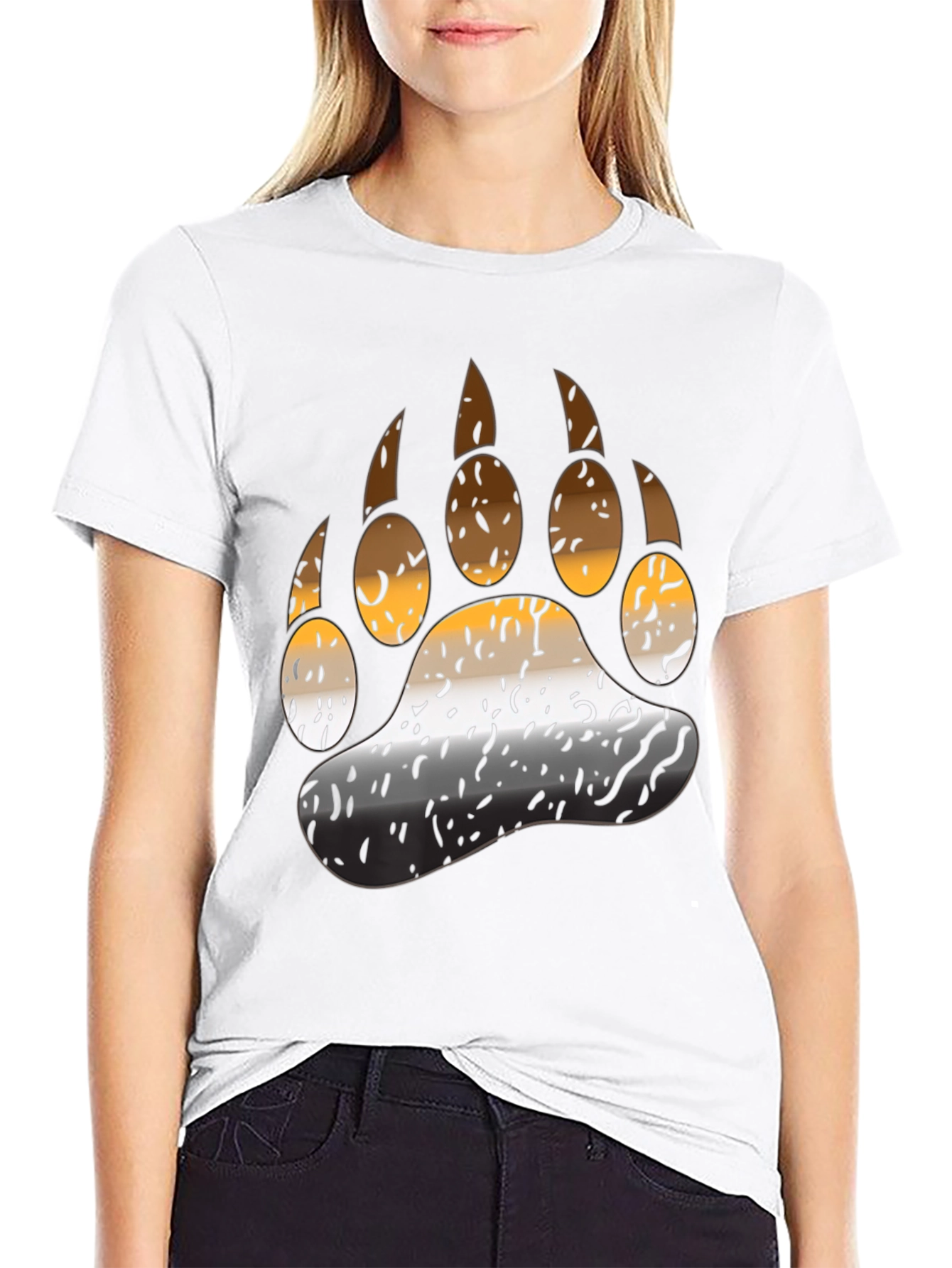 Bear Pride T-Shirt - Black - Bear Paw Design