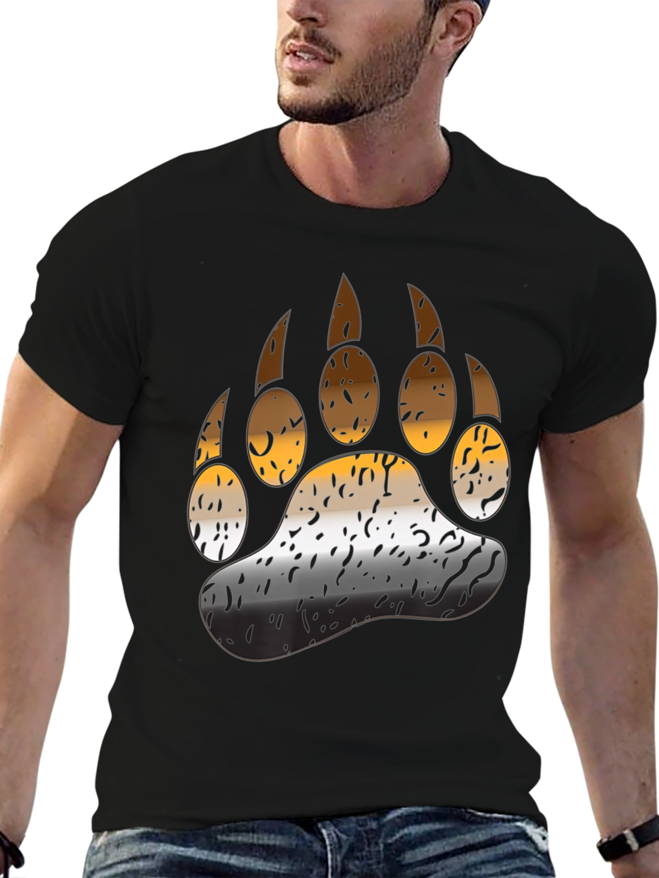 Bear Pride T-Shirt - Black - Bear Paw Design