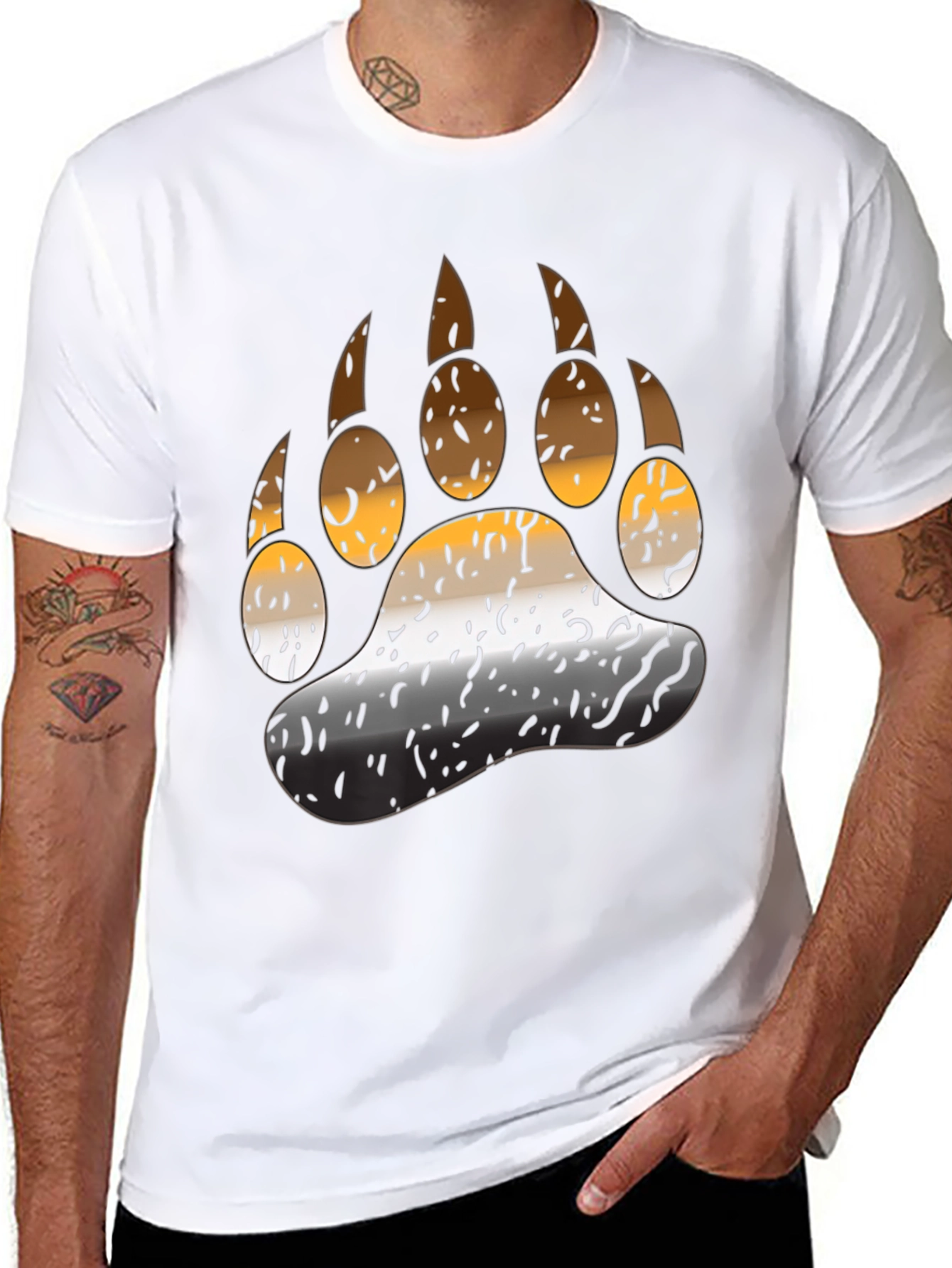 Bear Pride T-Shirt - Black - Bear Paw Design