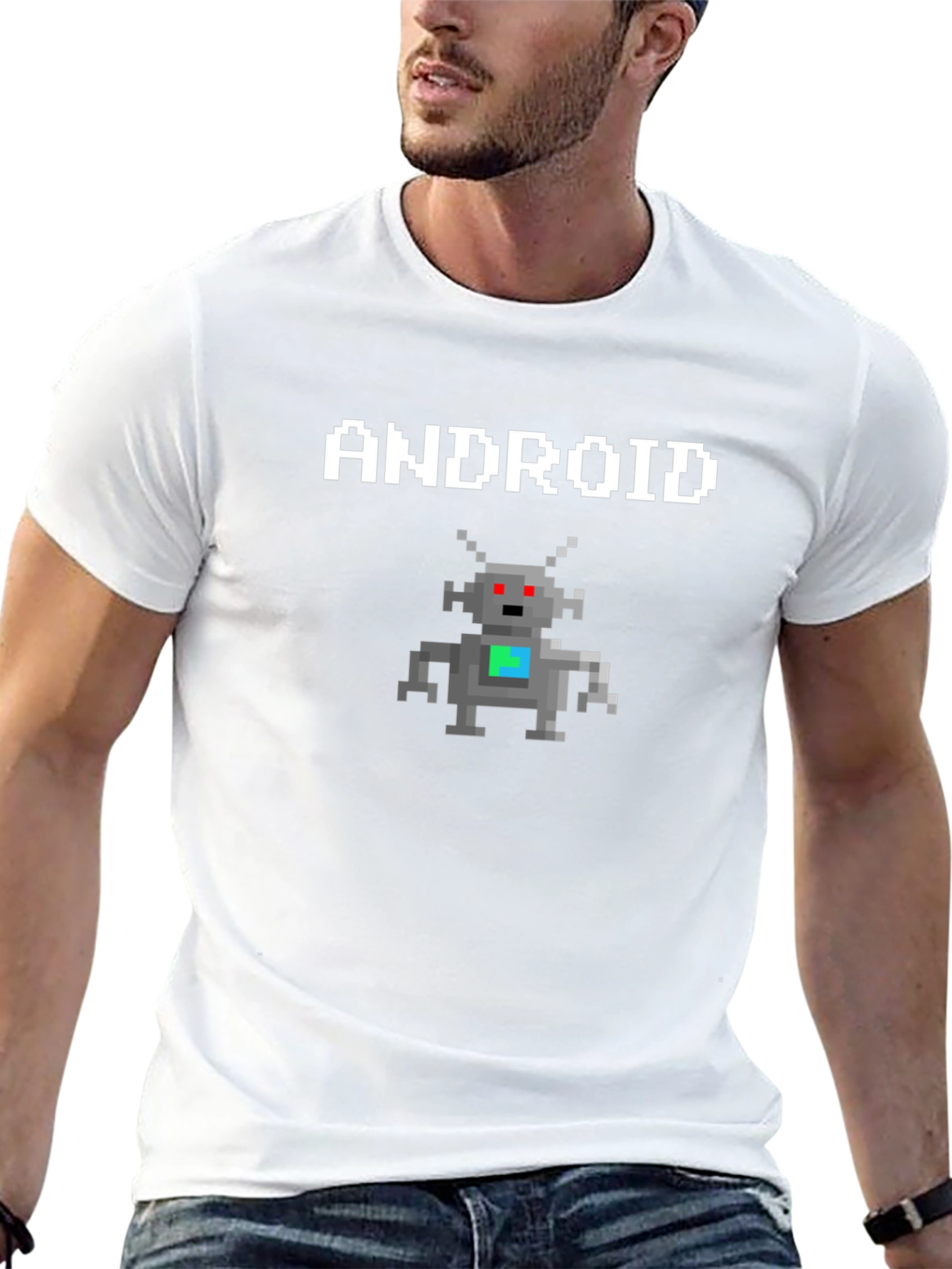 Android Pixel Art T-Shirt - Retro Geek Style