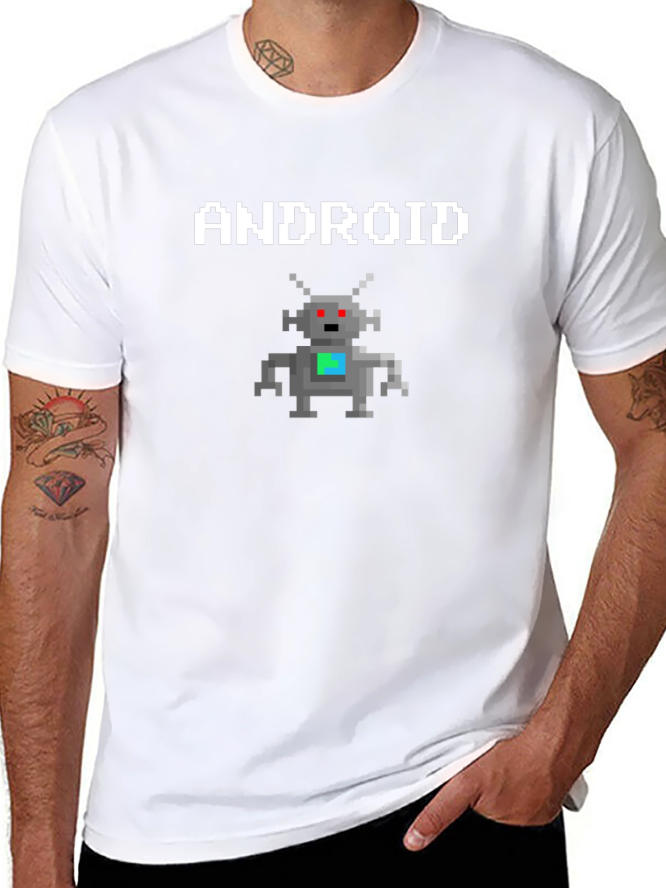 Android Pixel Art T-Shirt - Retro Geek Style