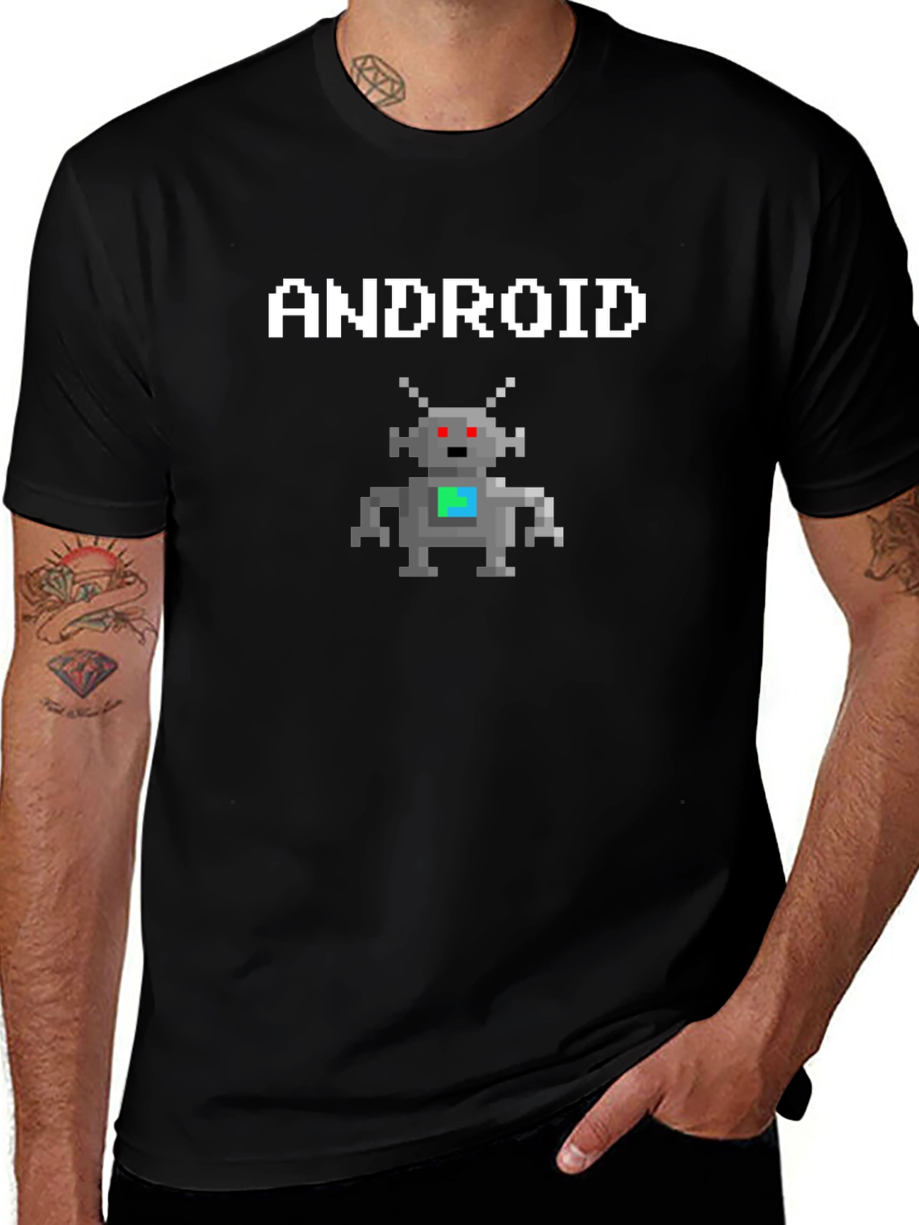 Android Pixel Art T-Shirt - Retro Geek Style