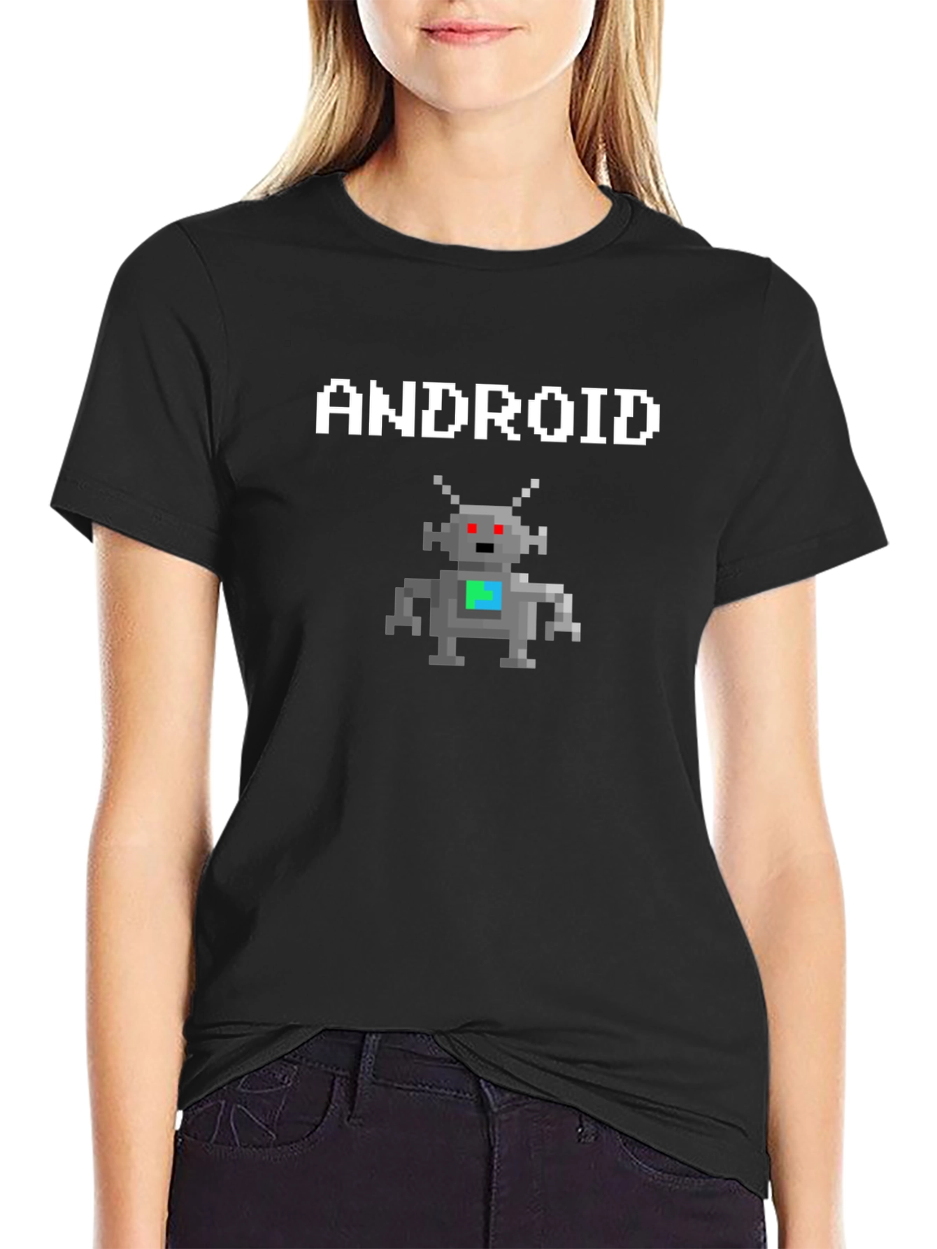 Android Pixel Art T-Shirt - Retro Geek Style