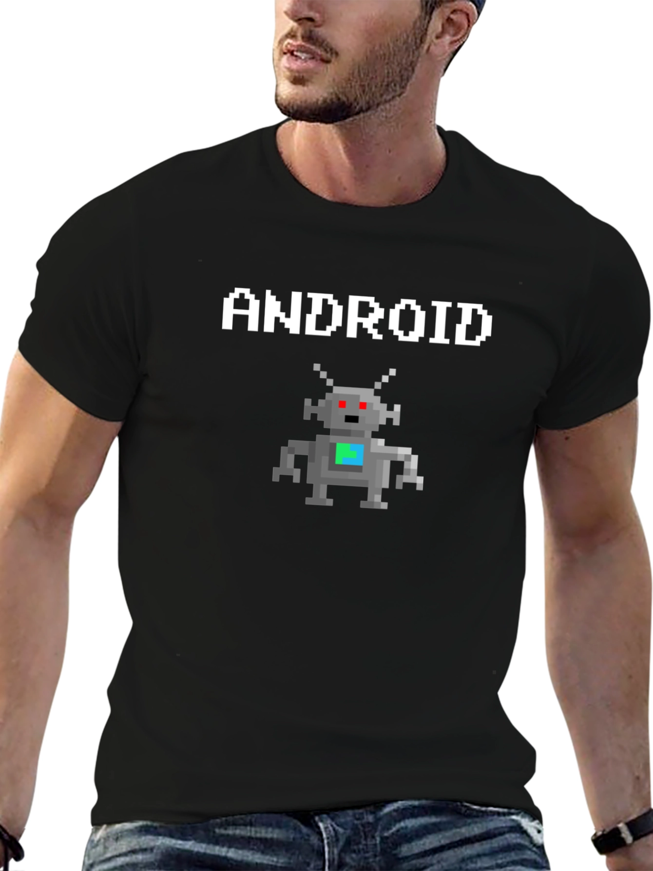 Android Pixel Art T-Shirt - Retro Geek Style