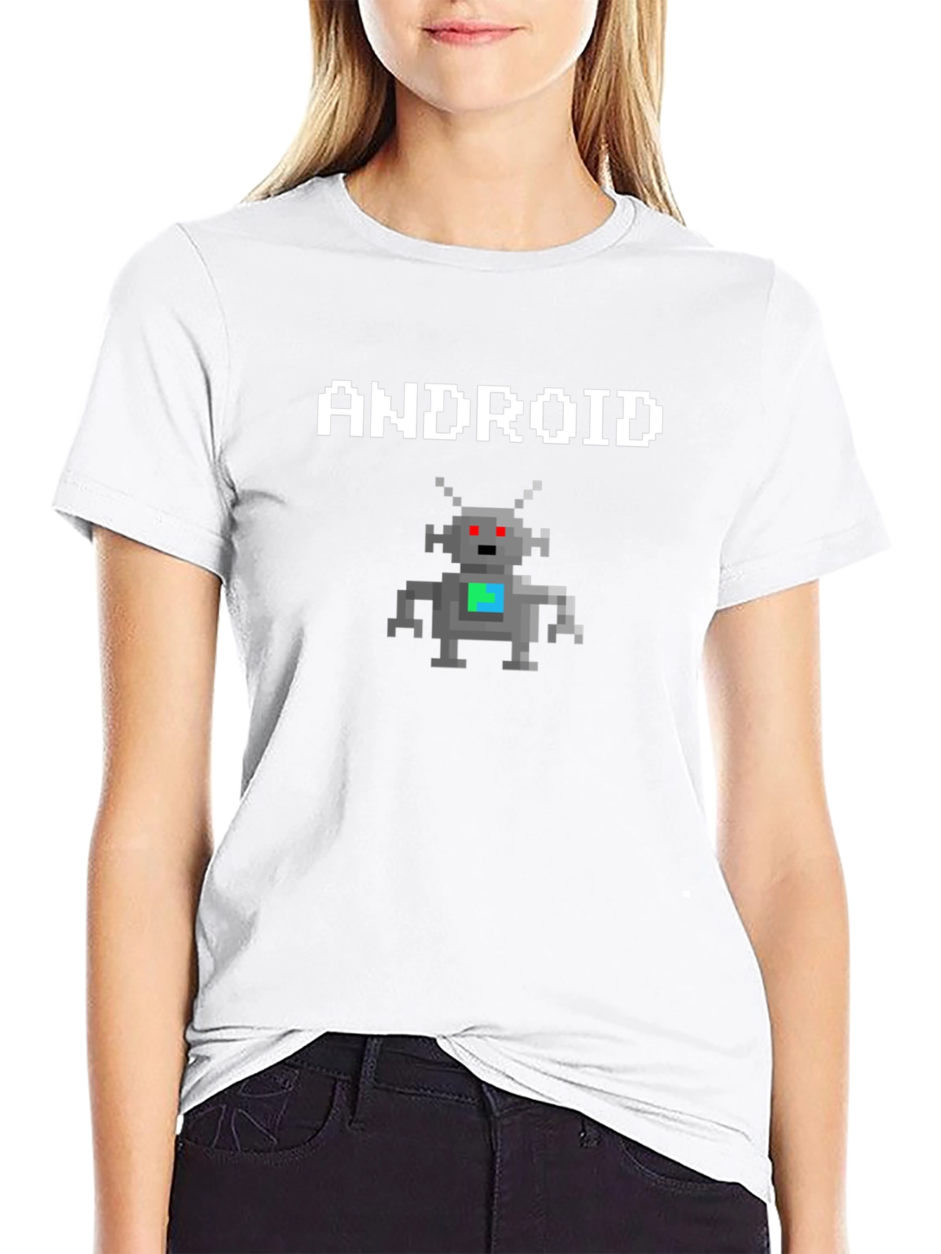 Android Pixel Art T-Shirt - Retro Geek Style