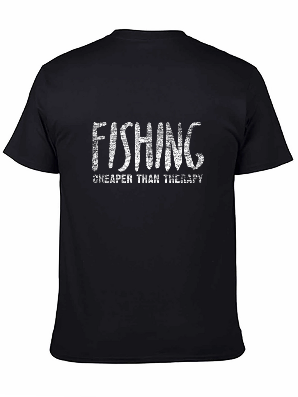 Fishing Cheaper Than Therapy Black T-Shirt