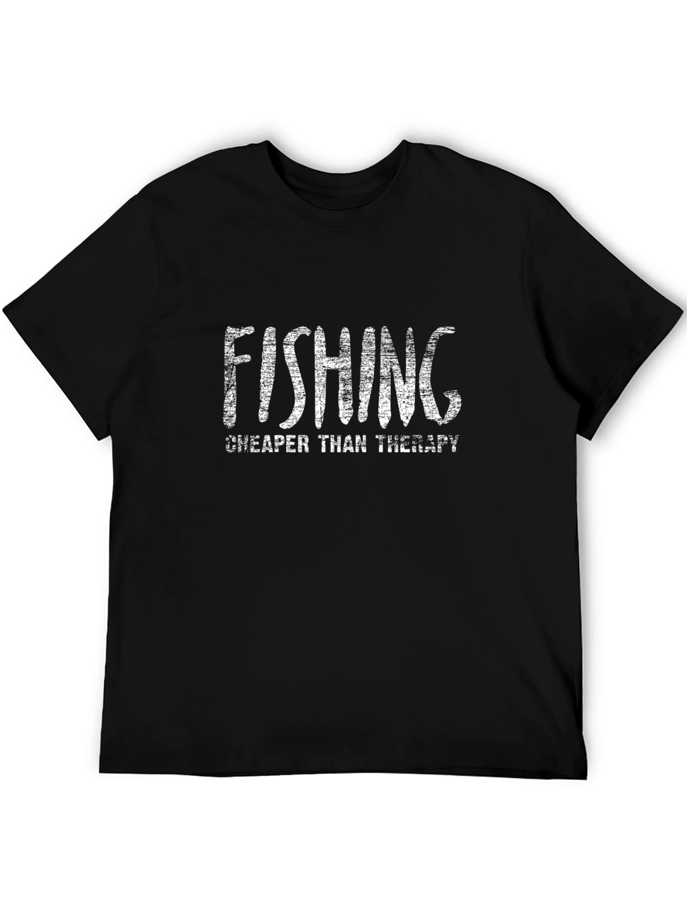 Fishing Cheaper Than Therapy Black T-Shirt