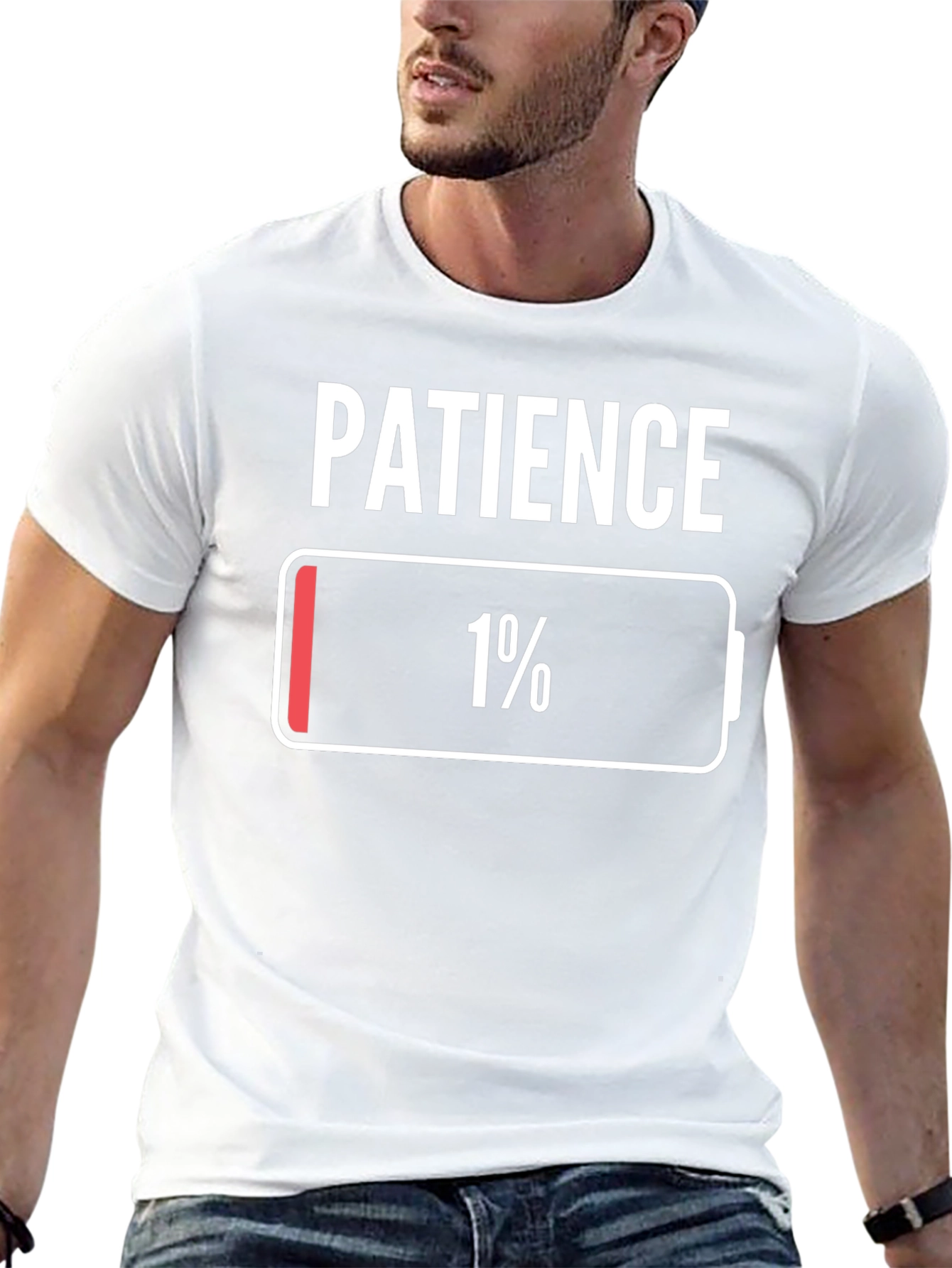 Patience 1% Low Battery T-Shirt Novelty Graphic Tee