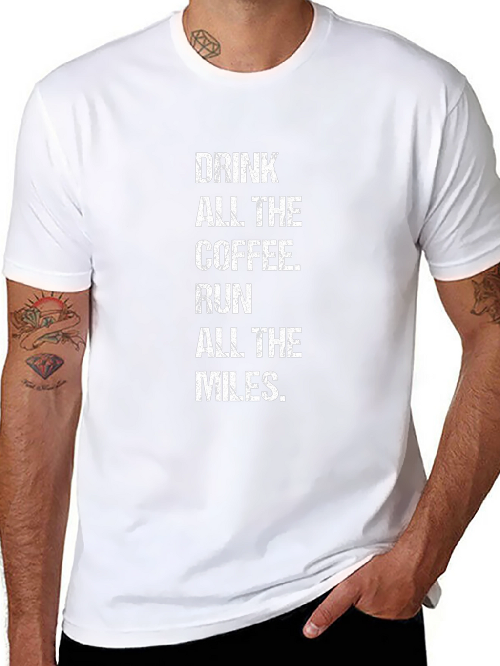 Drink Coffee Run Miles Graphic T-Shirt