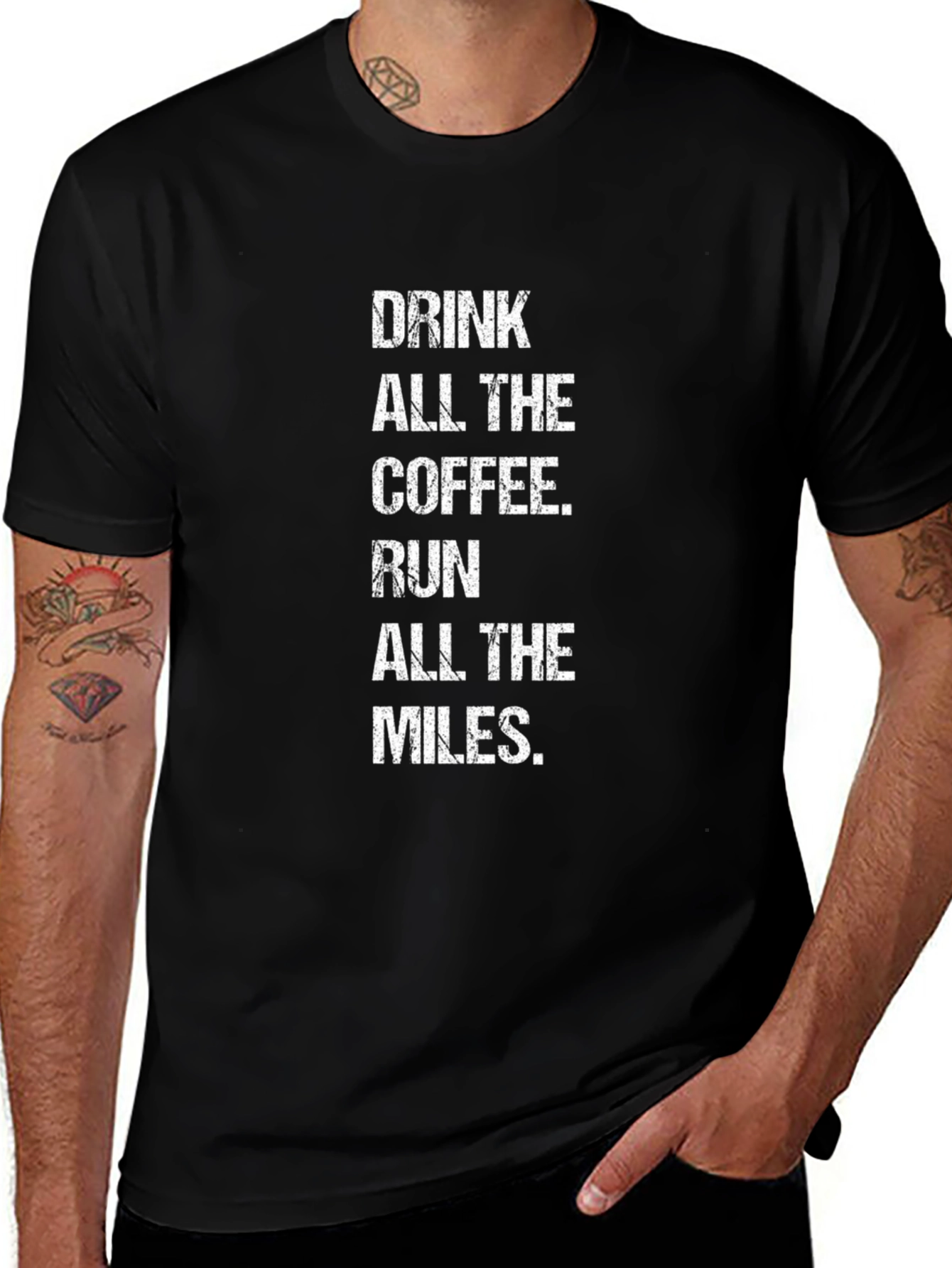 Drink Coffee Run Miles Graphic T-Shirt