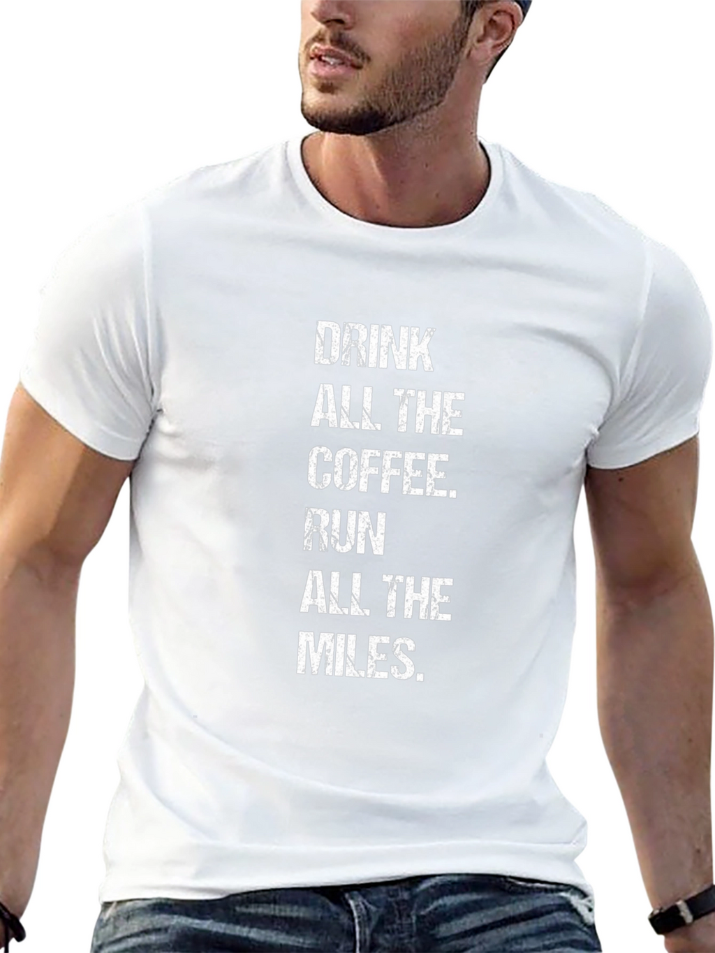 Drink Coffee Run Miles Graphic T-Shirt