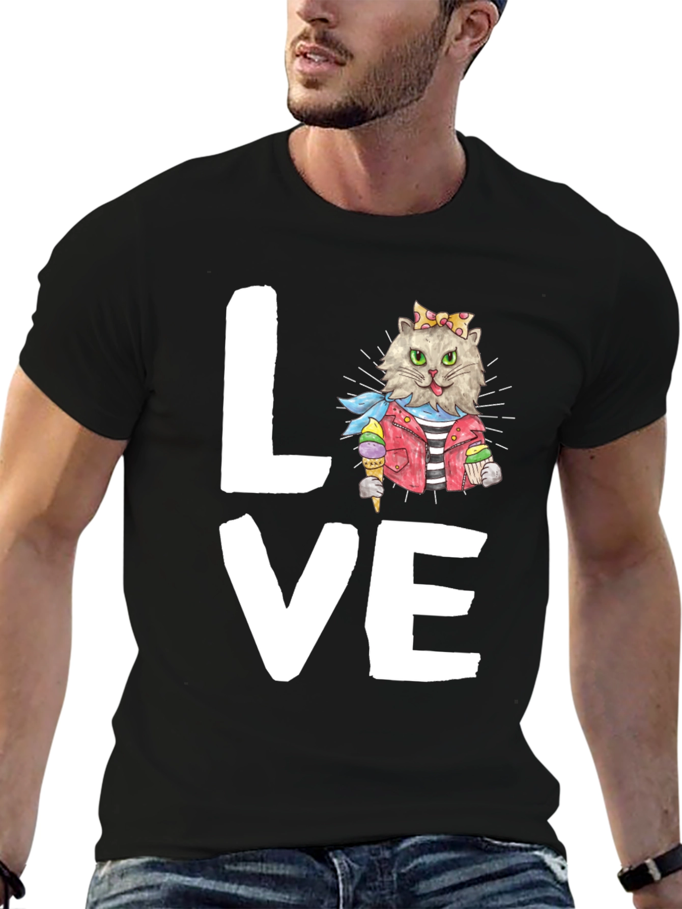 Love Cat Graphic Tee - Stylish Unisex Shirt