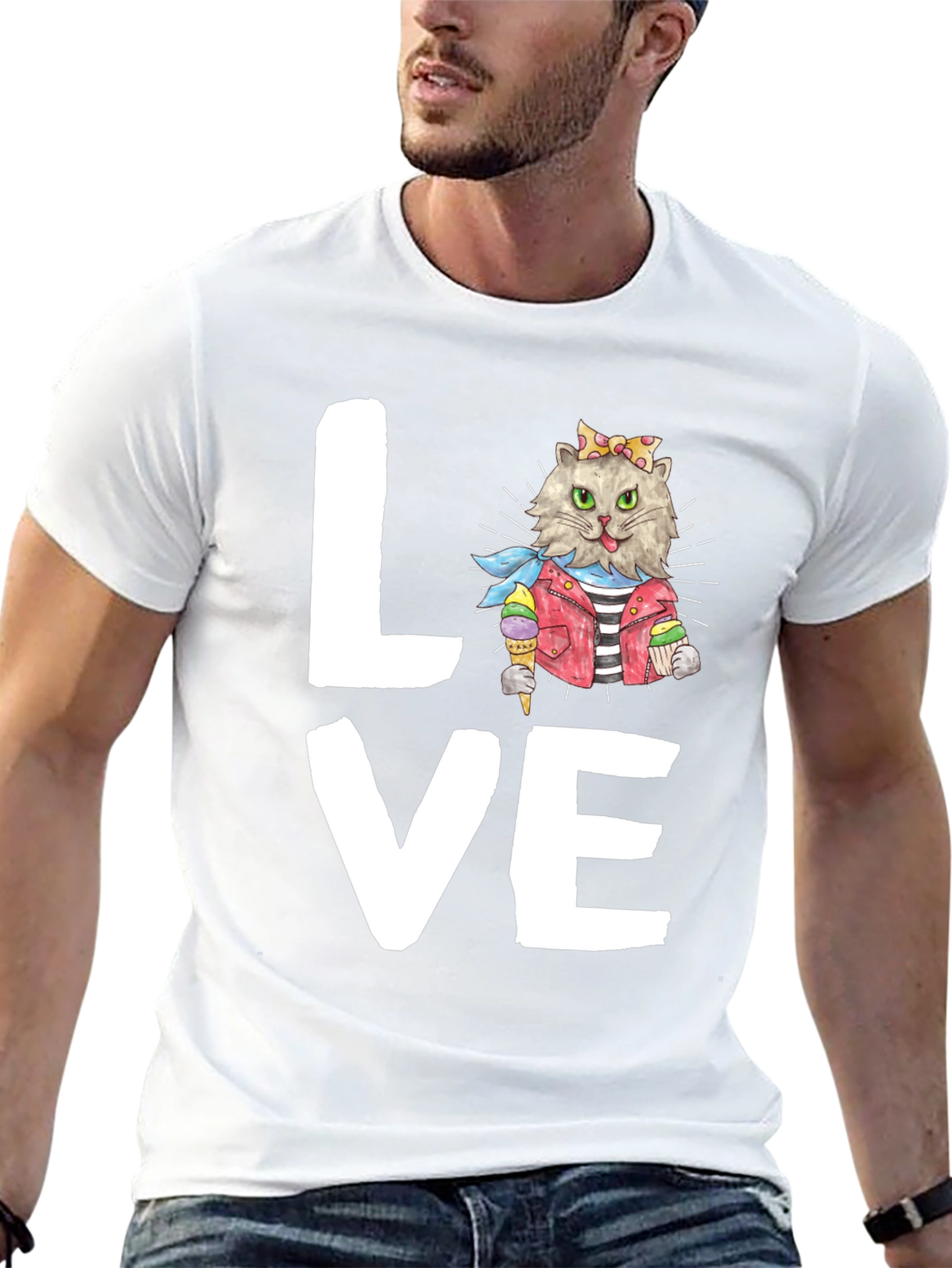 Love Cat Graphic Tee - Stylish Unisex Shirt