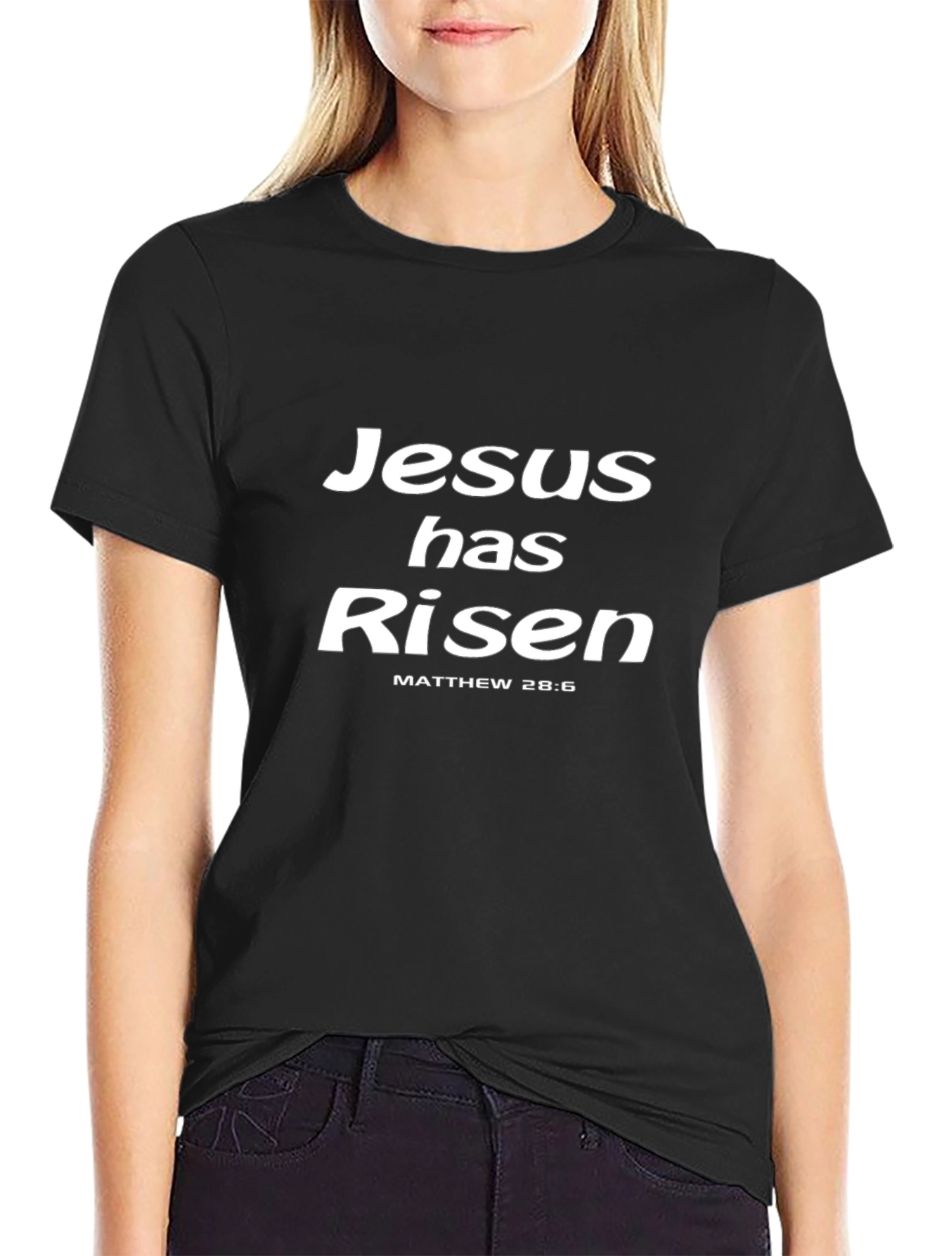 Jesus Has Risen T-Shirt - Matthew 28:6 - Christian Easter