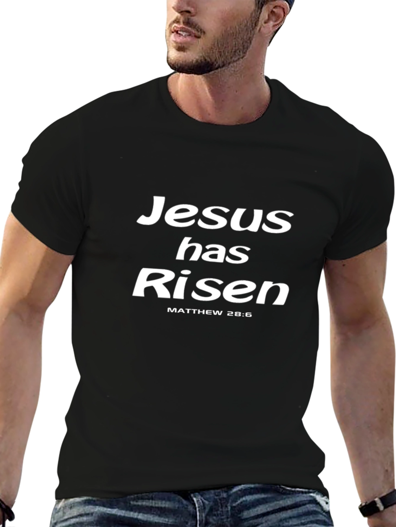 Jesus Has Risen T-Shirt - Matthew 28:6 - Christian Easter